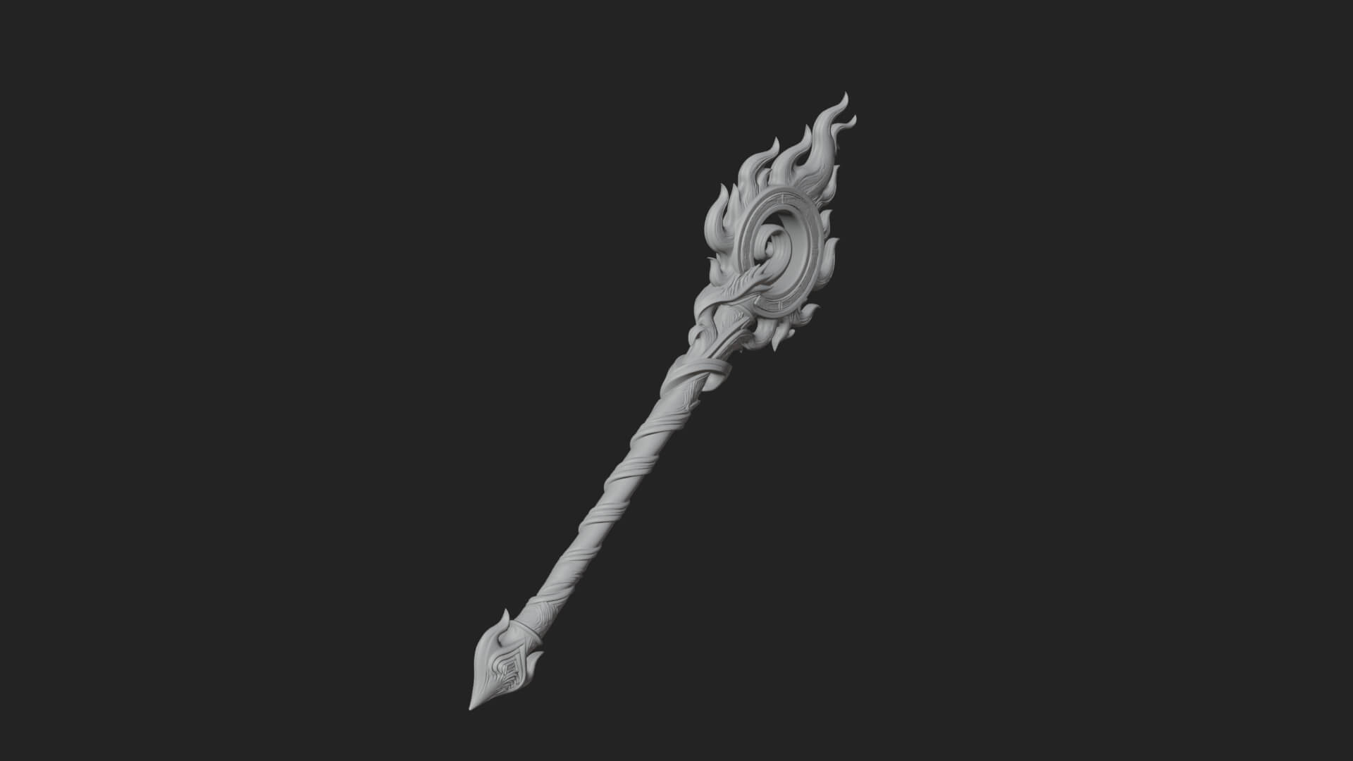 Flame Crowned Staff Model Design 2 3D Print Model 3D Model