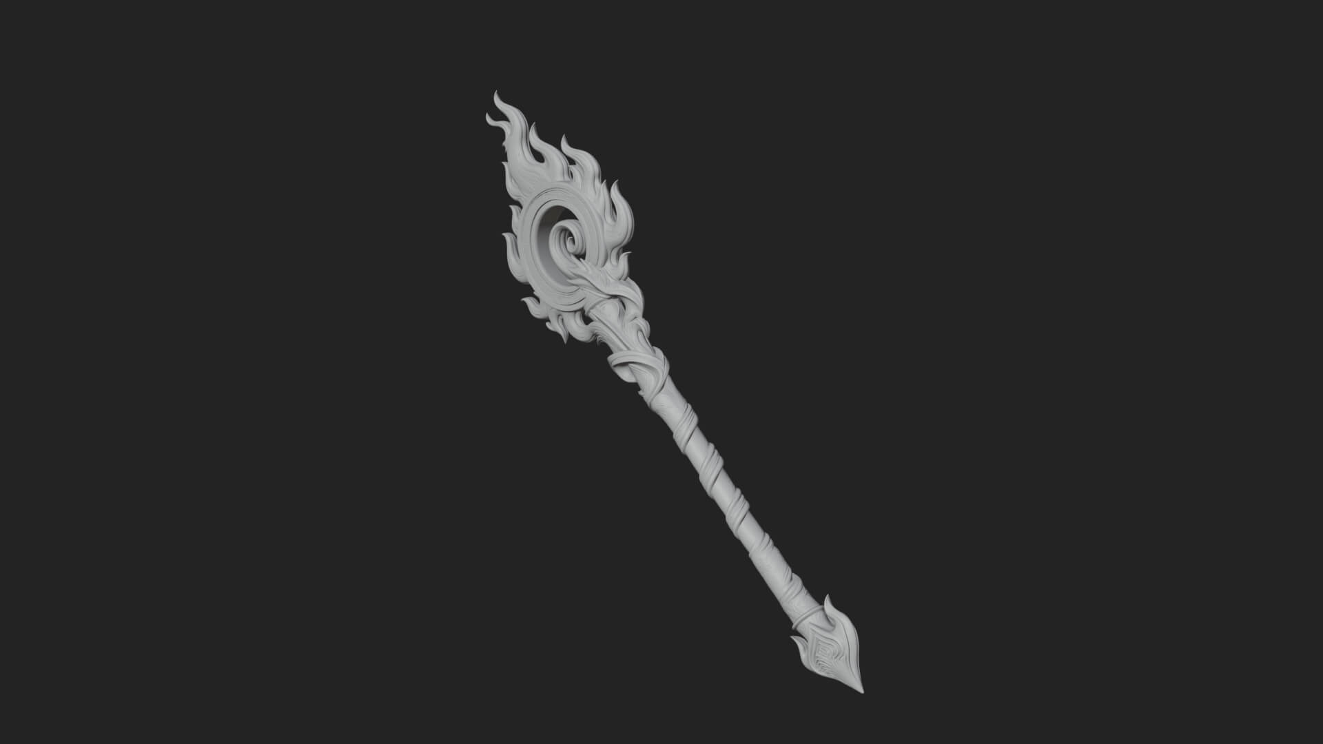 Flame Crowned Staff Model Design 2 3D Print Model 3D Model