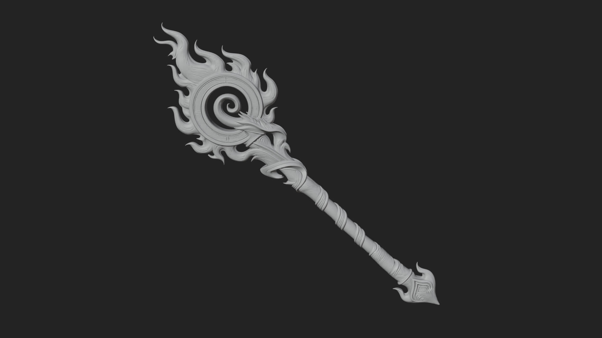 Flame Crowned Staff Model Design 2 3D Print Model 3D Model