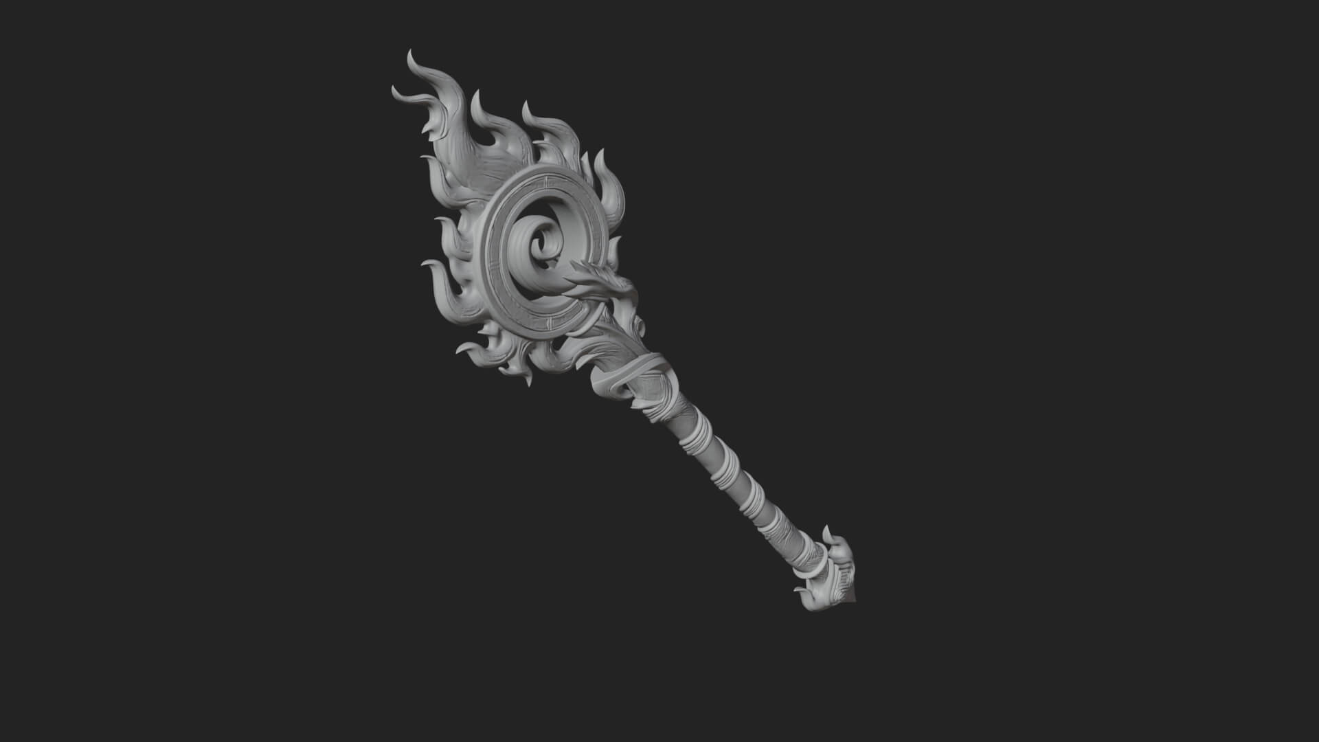 Flame Crowned Staff Model Design 2 3D Print Model 3D Model