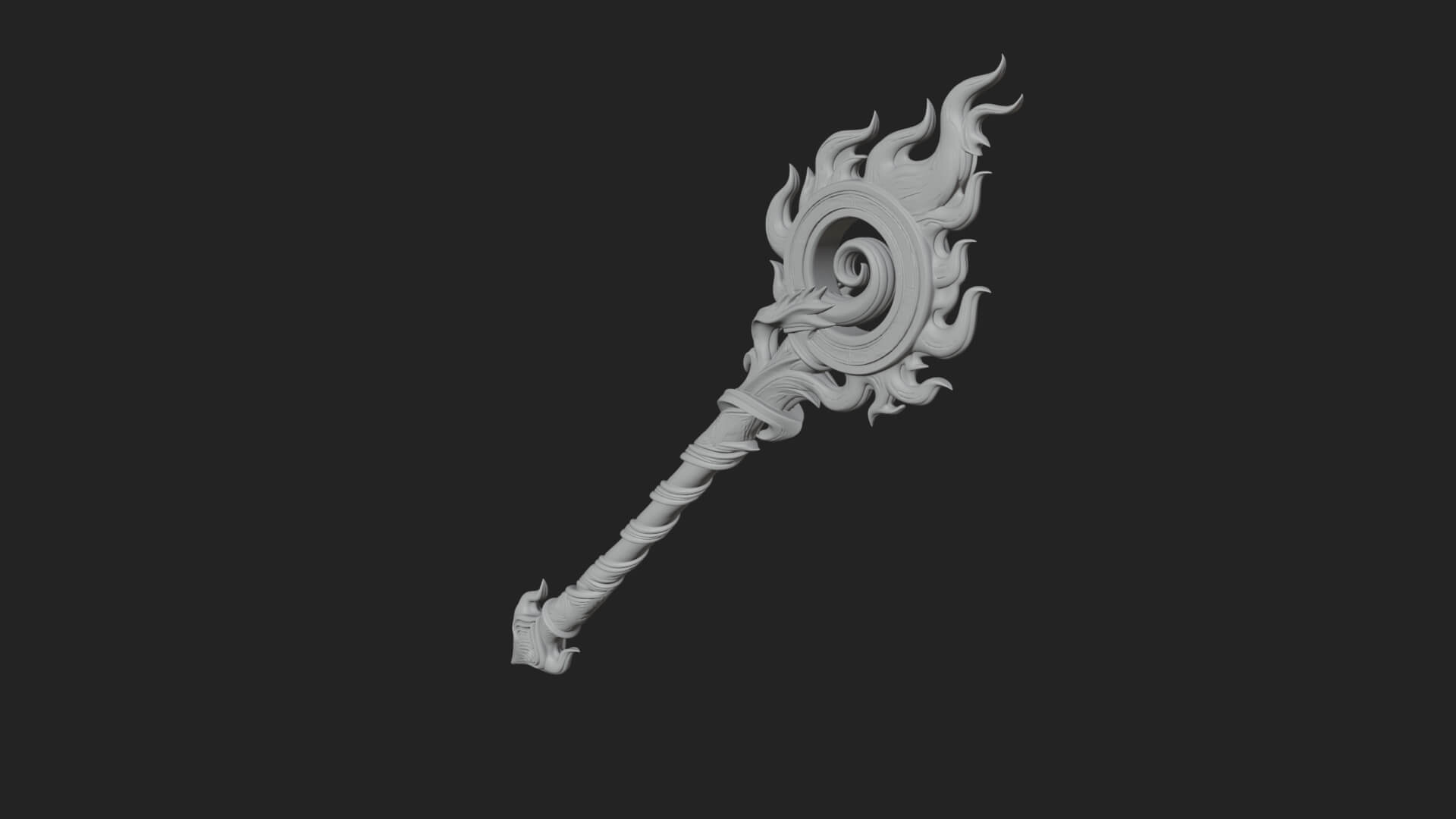Flame Crowned Staff Model Design 2 3D Print Model 3D Model