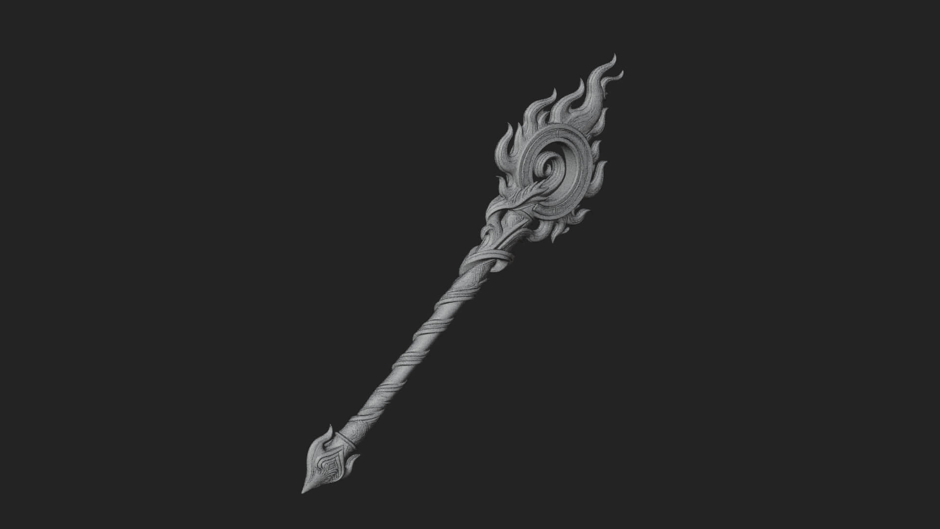 Flame Crowned Staff Model Design 2 3D Print Model 3D Model