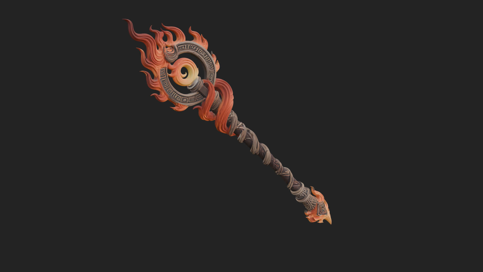 Flame Crowned Staff Model Design 3 3D Print Model 3D Model