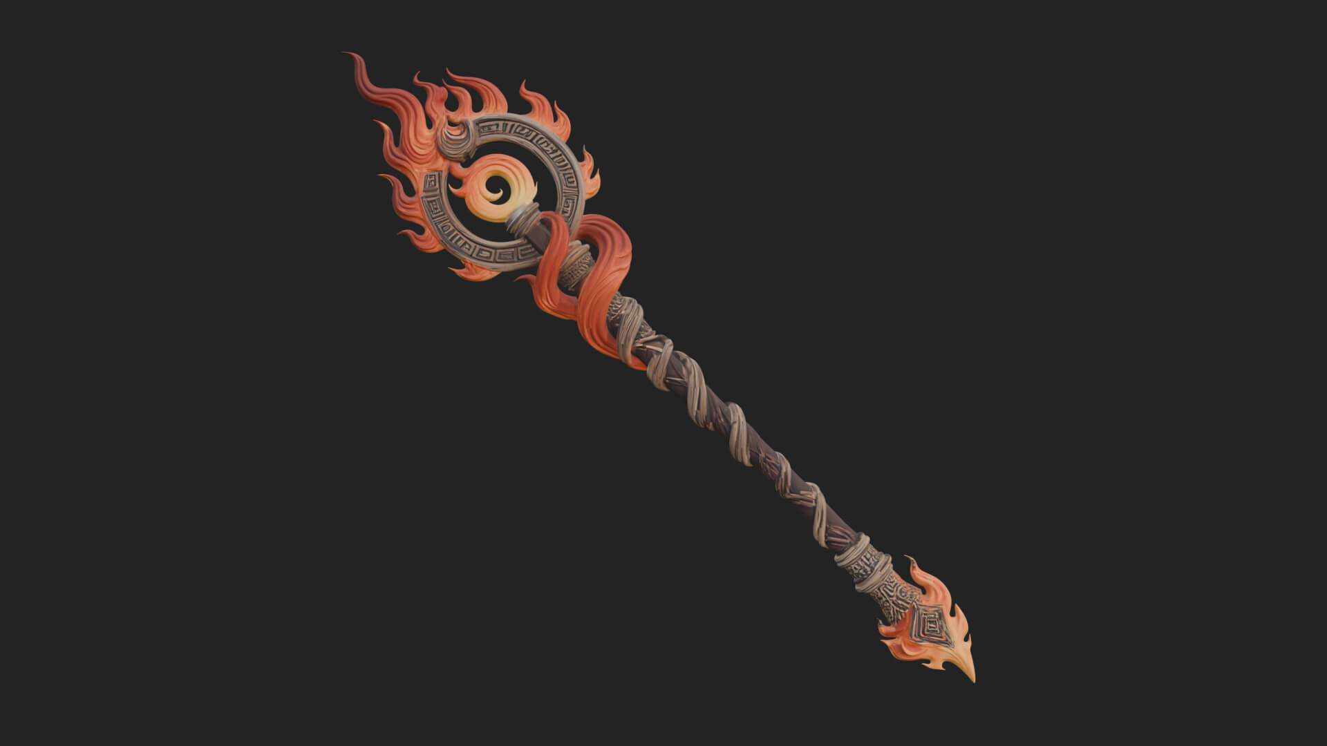 Flame Crowned Staff Model Design 3 3D Print Model 3D Model