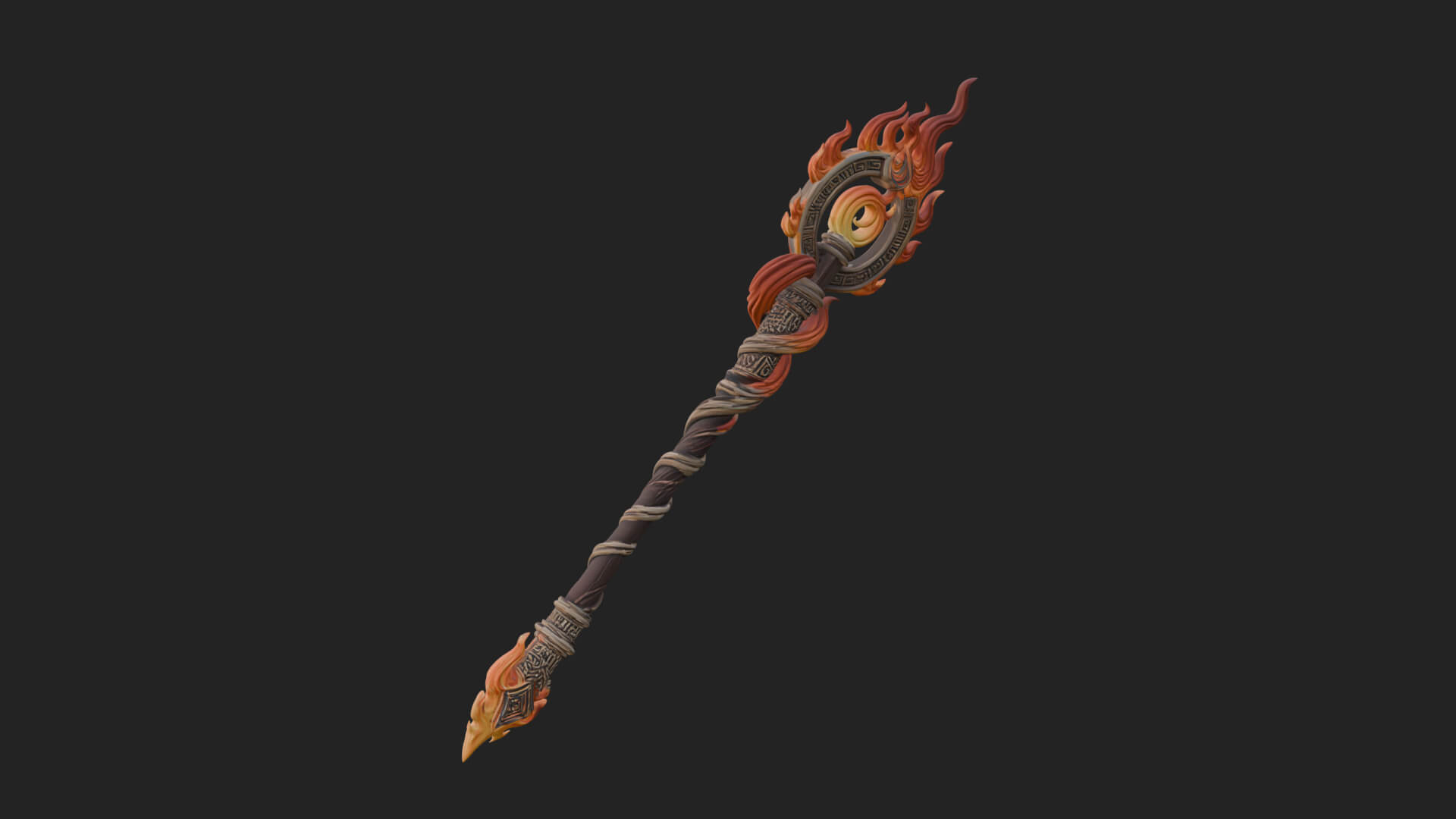 Flame Crowned Staff Model Design 3 3D Print Model 3D Model
