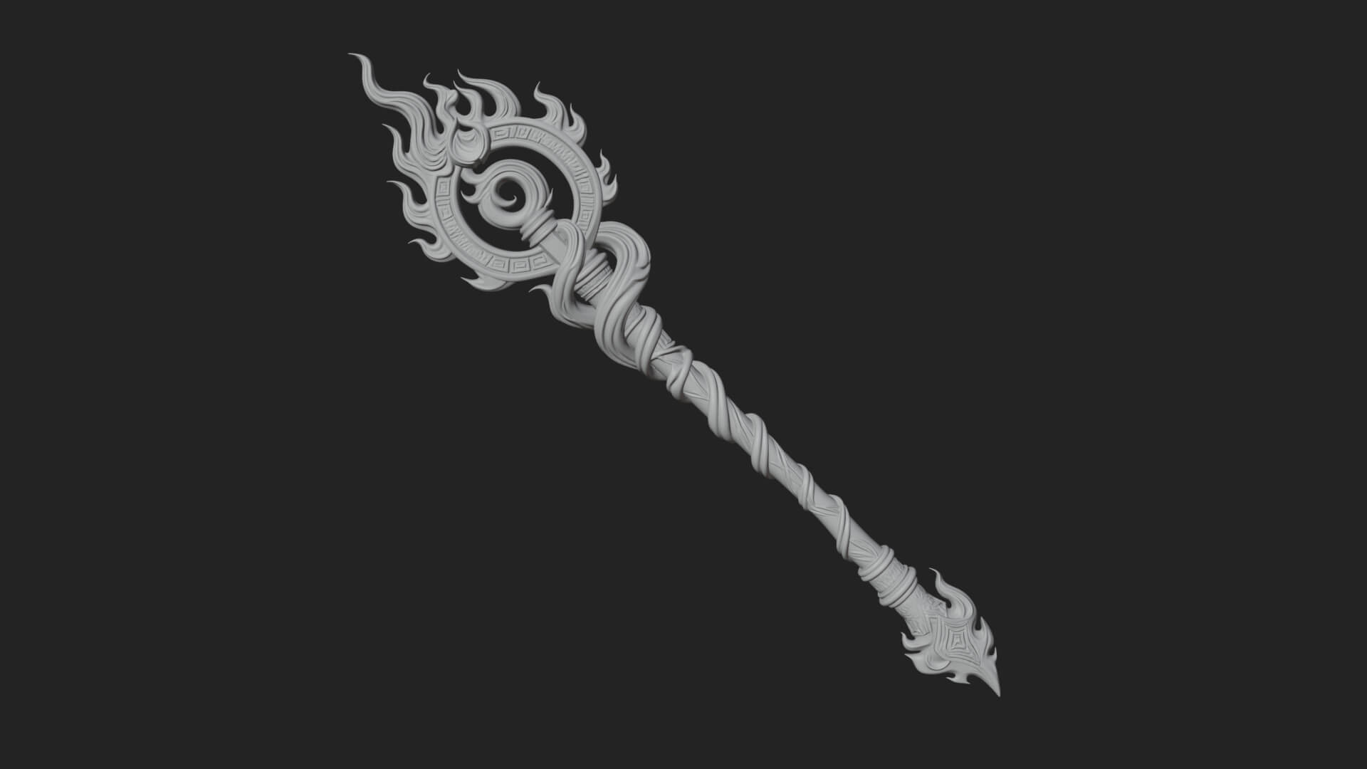 Flame Crowned Staff Model Design 3 3D Print Model 3D Model