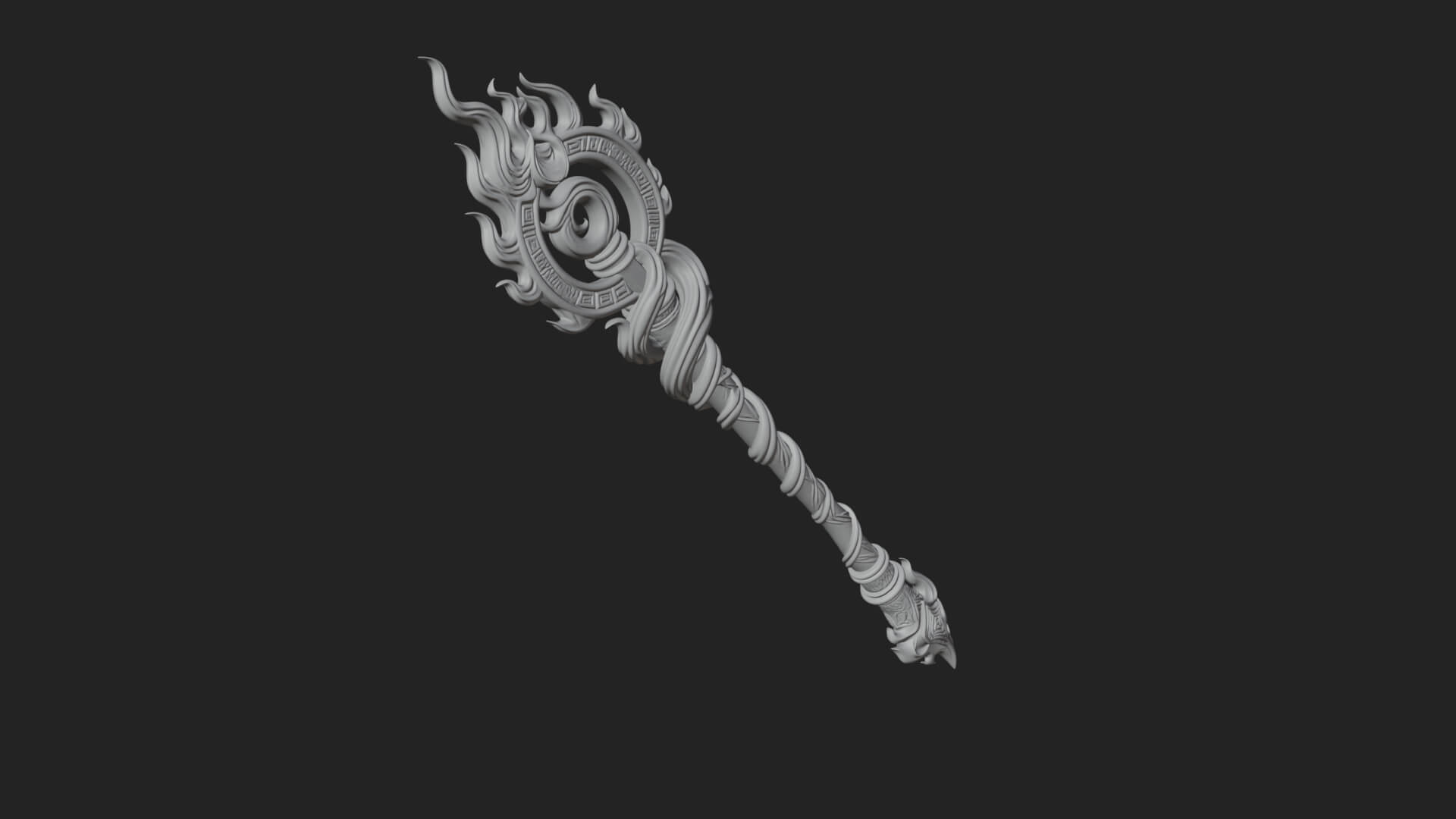Flame Crowned Staff Model Design 3 3D Print Model 3D Model