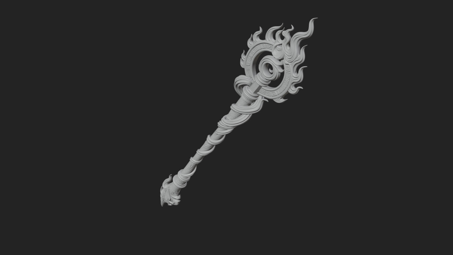 Flame Crowned Staff Model Design 3 3D Print Model 3D Model