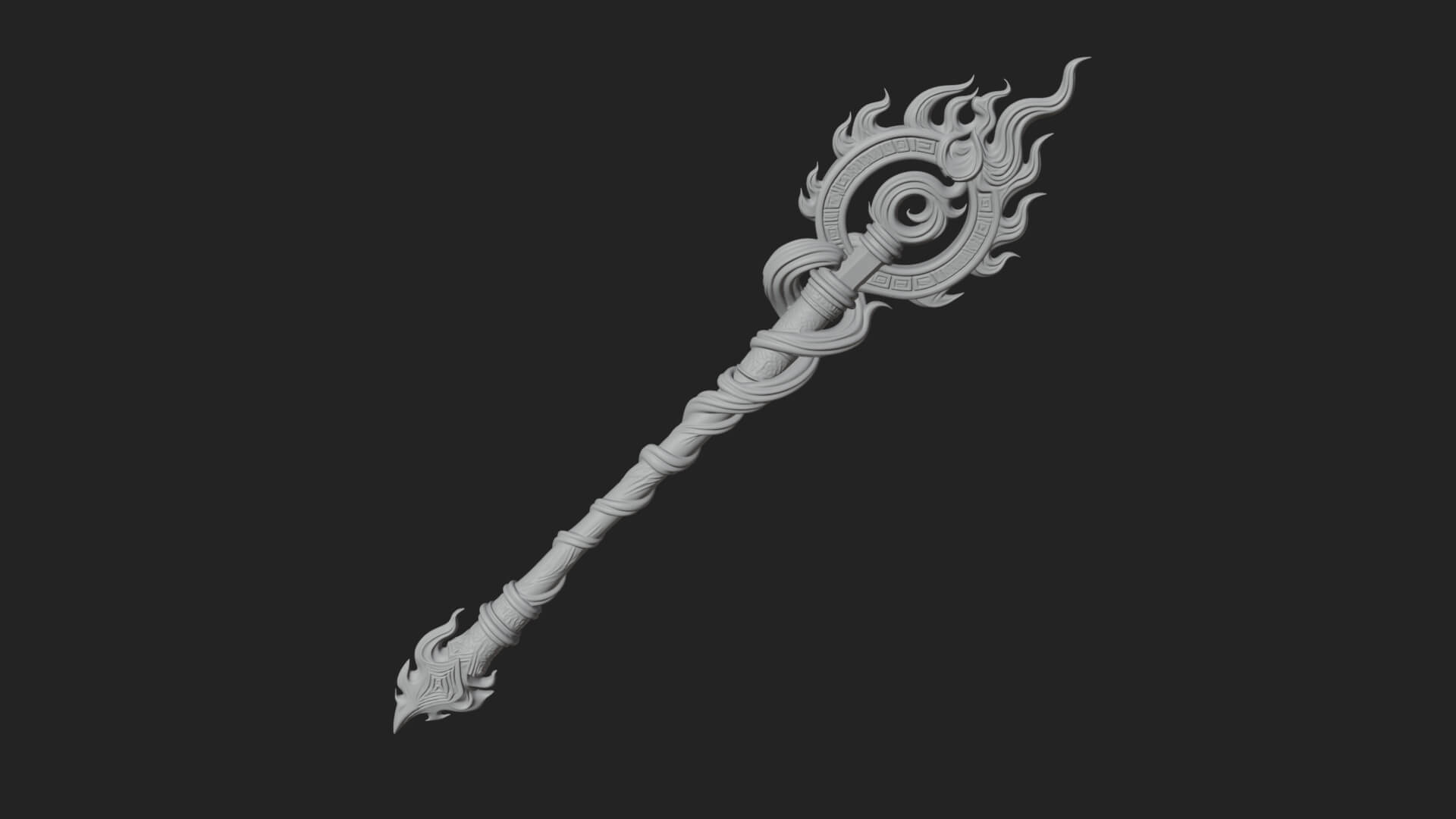 Flame Crowned Staff Model Design 3 3D Print Model 3D Model