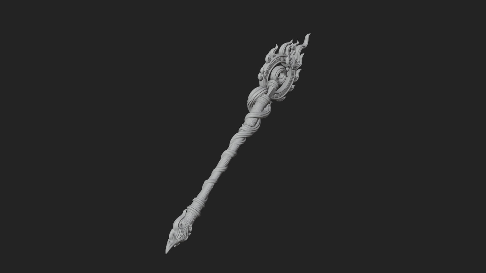 Flame Crowned Staff Model Design 3 3D Print Model 3D Model