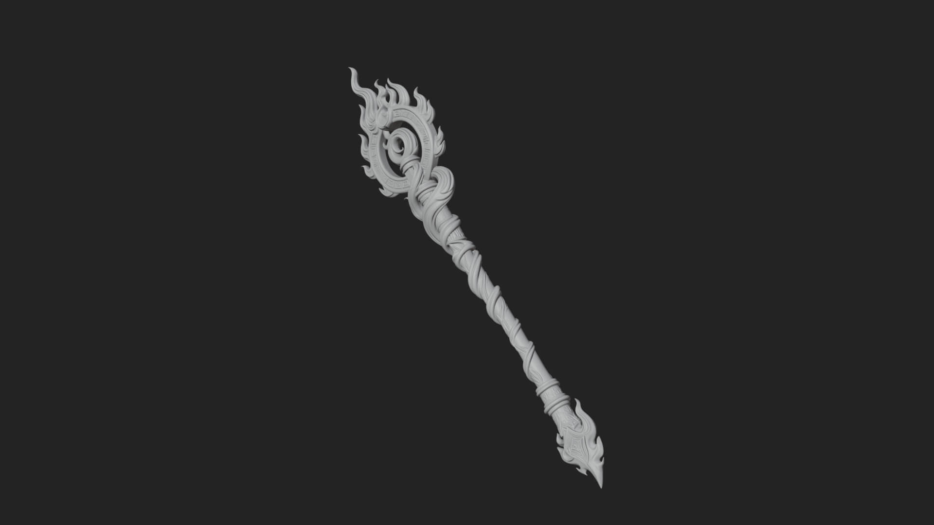 Flame Crowned Staff Model Design 3 3D Print Model 3D Model