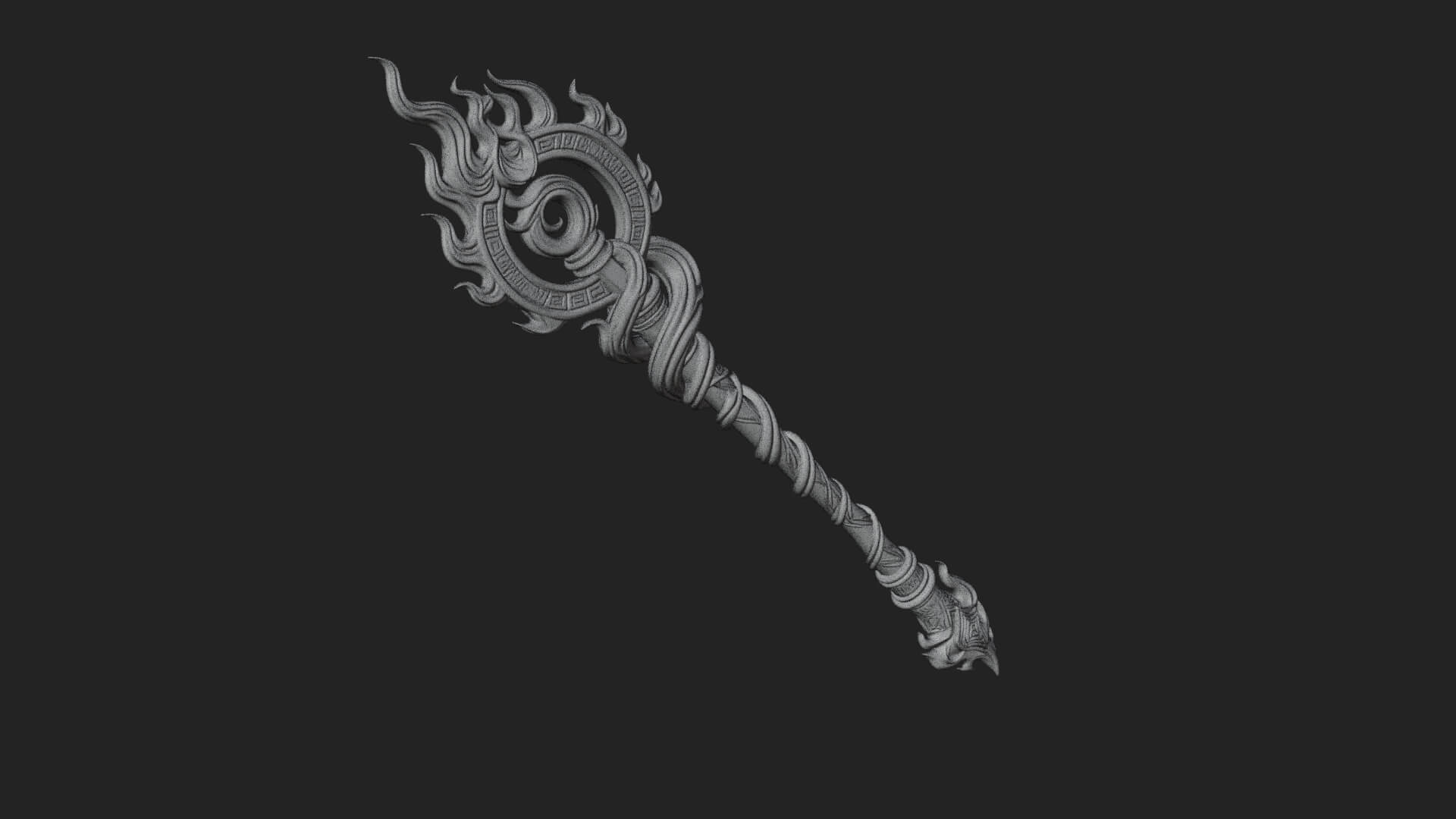 Flame Crowned Staff Model Design 3 3D Print Model 3D Model