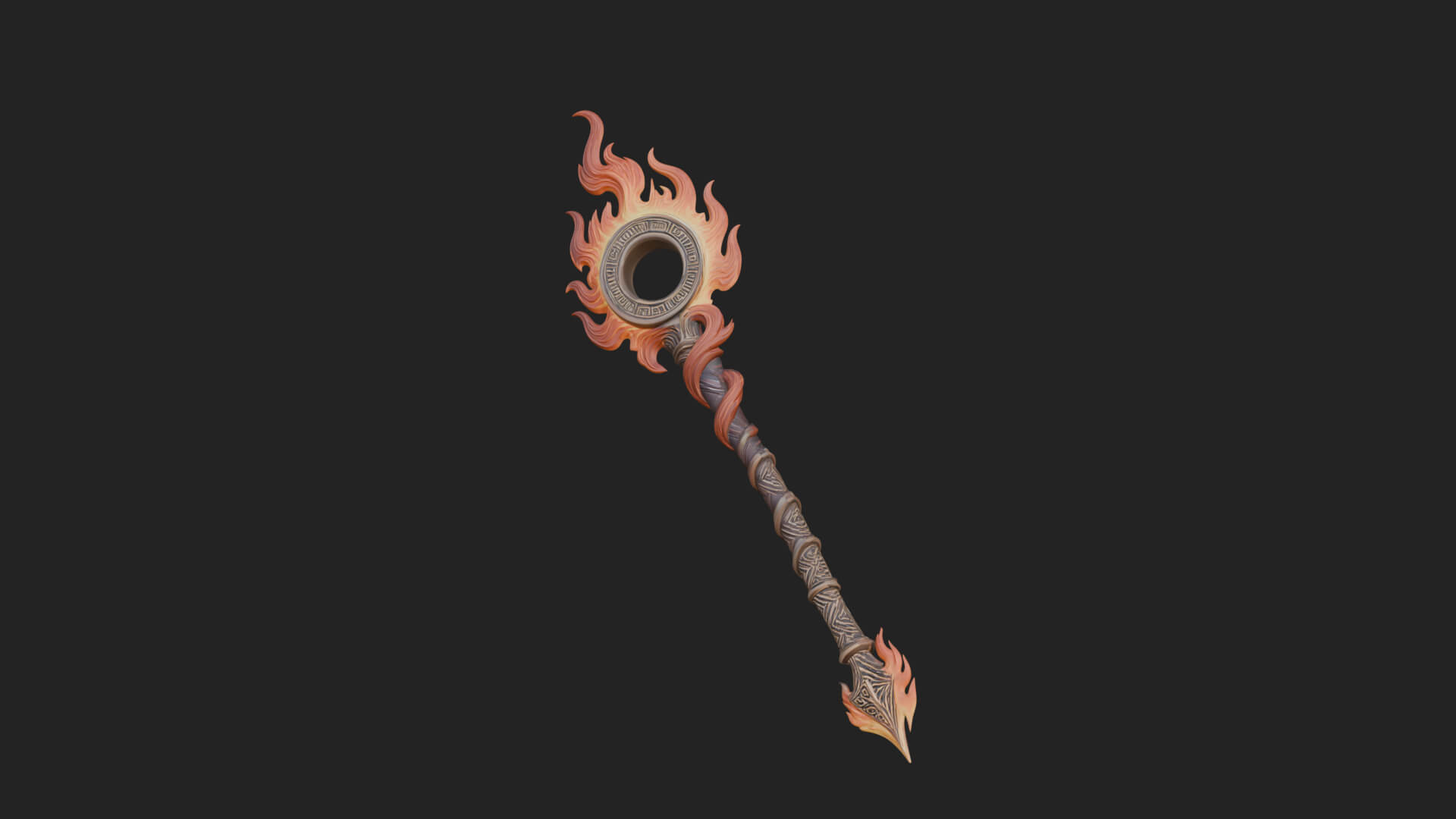 Flame Crowned Staff Model Design 4 3D Print Model 3D Model