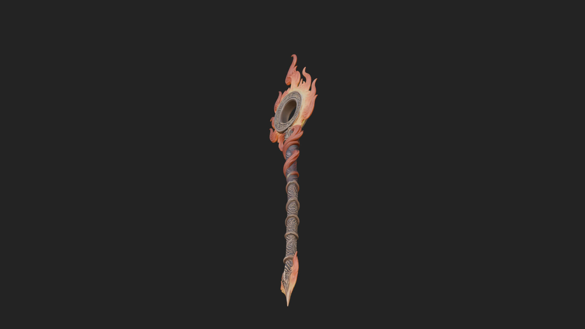 Flame Crowned Staff Model Design 4 3D Print Model 3D Model