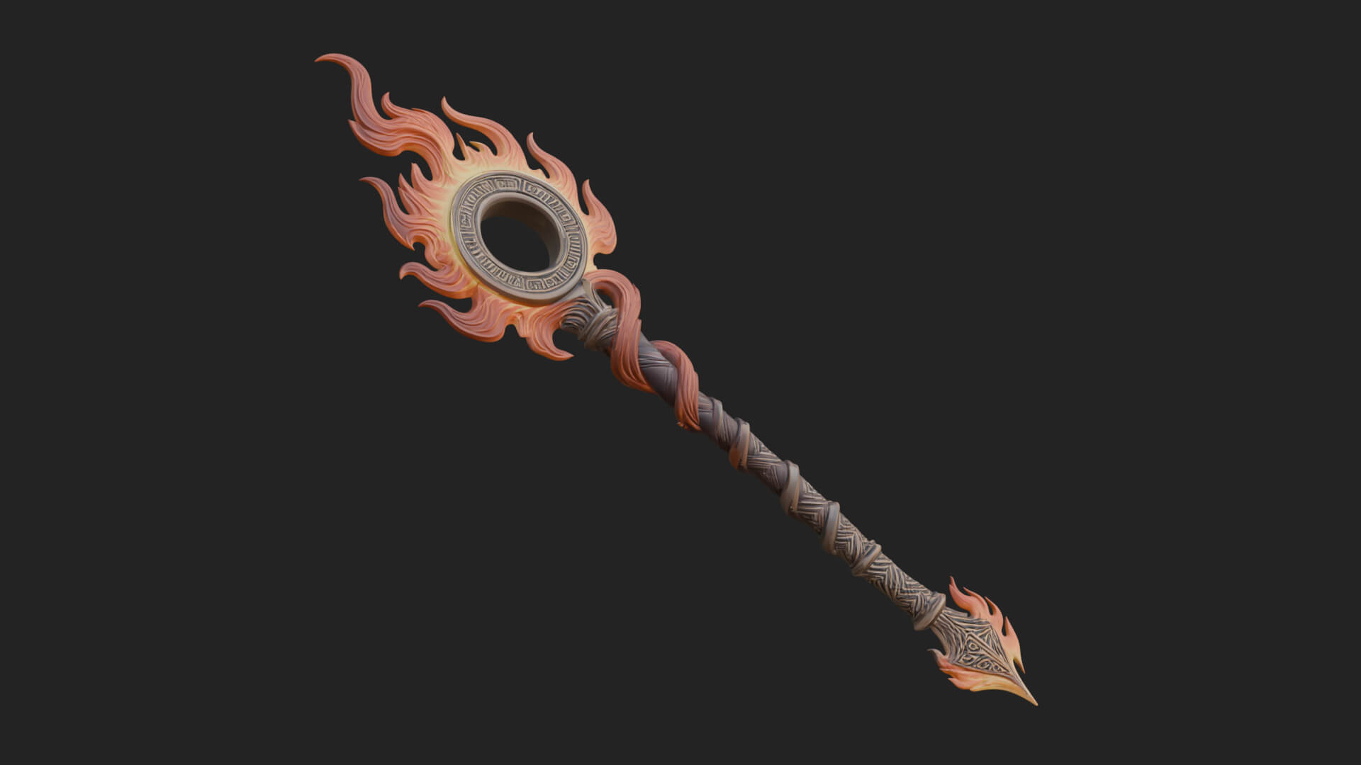 Flame Crowned Staff Model Design 4 3D Print Model 3D Model