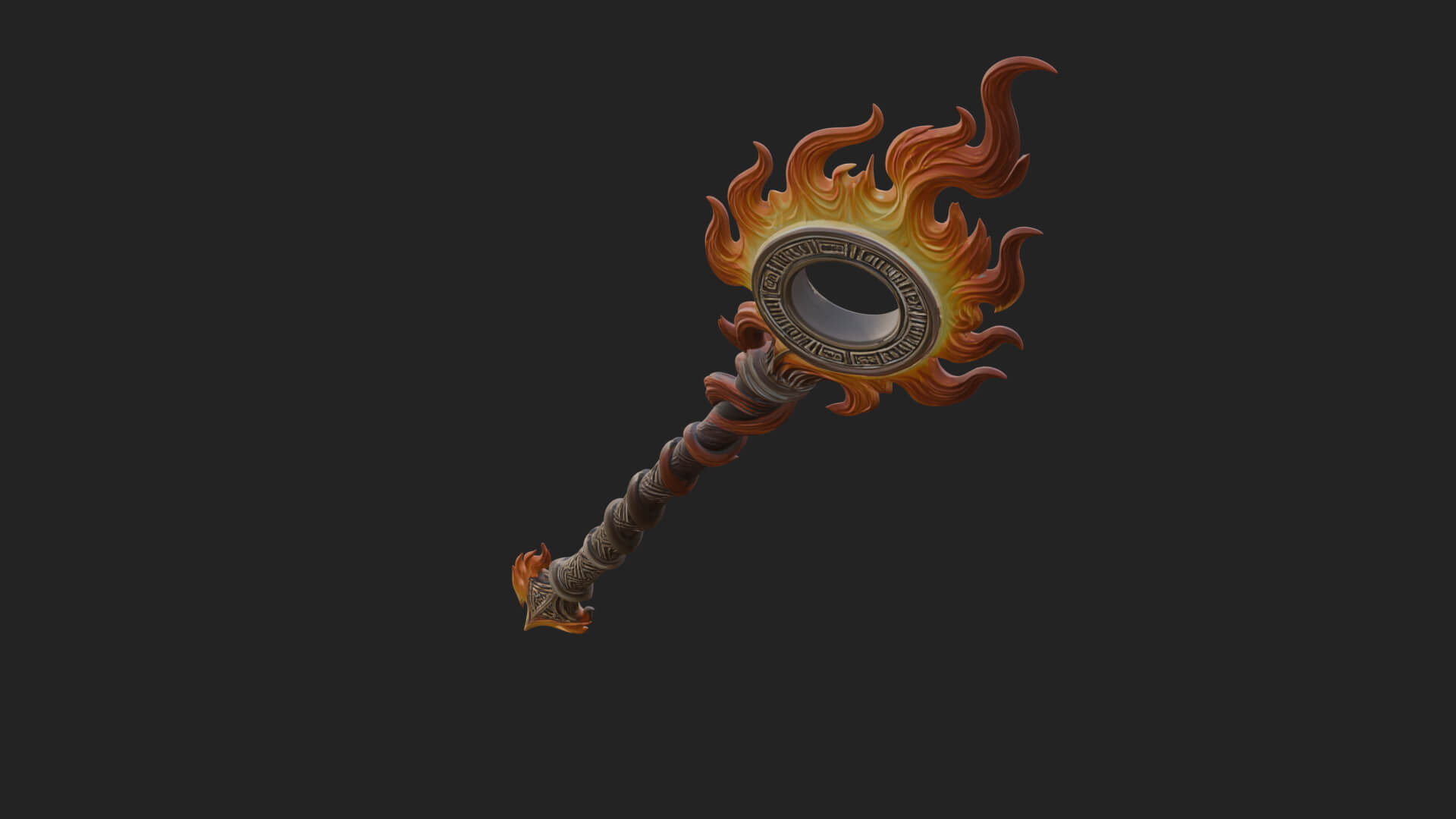 Flame Crowned Staff Model Design 4 3D Print Model 3D Model