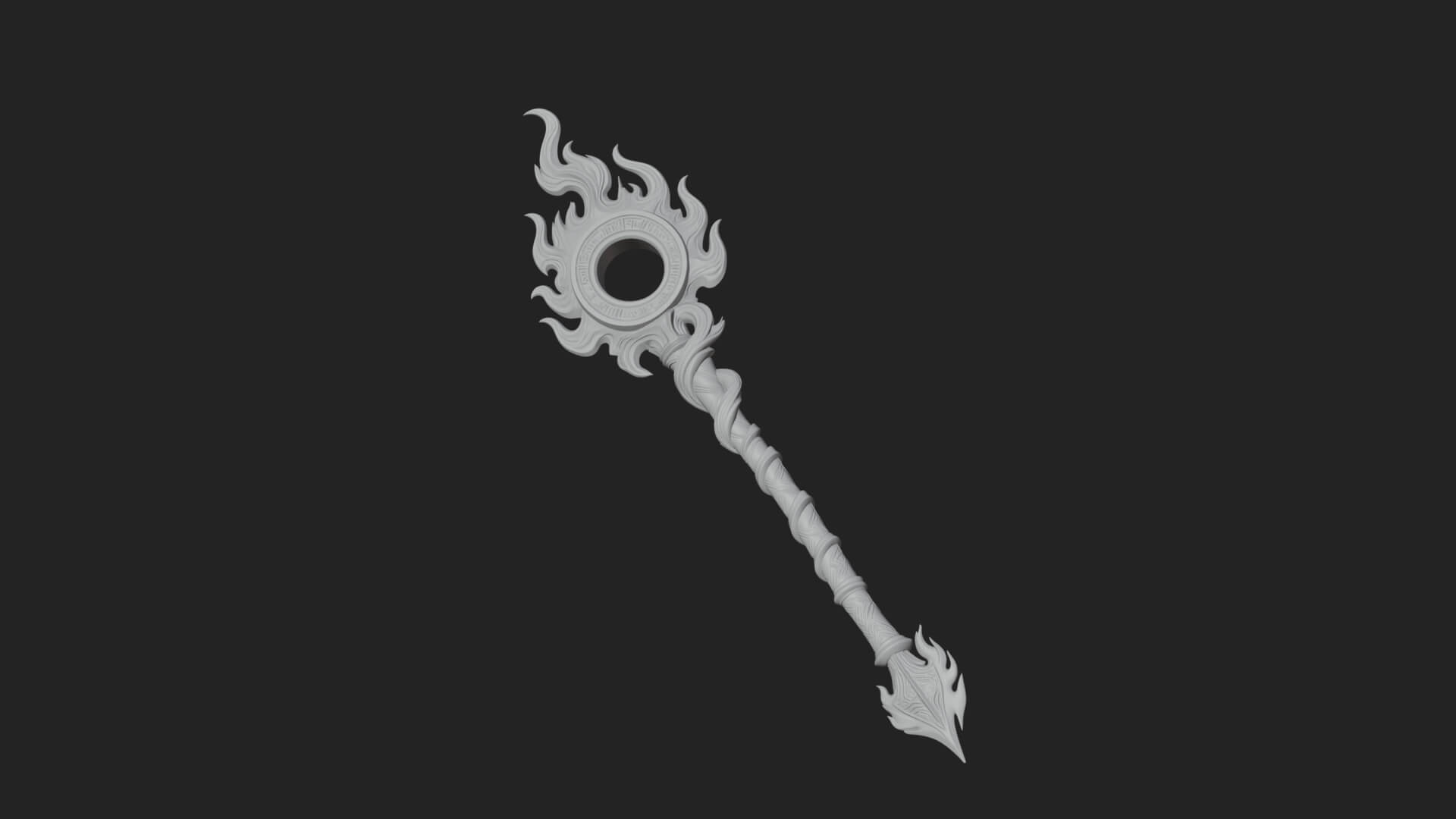 Flame Crowned Staff Model Design 4 3D Print Model 3D Model