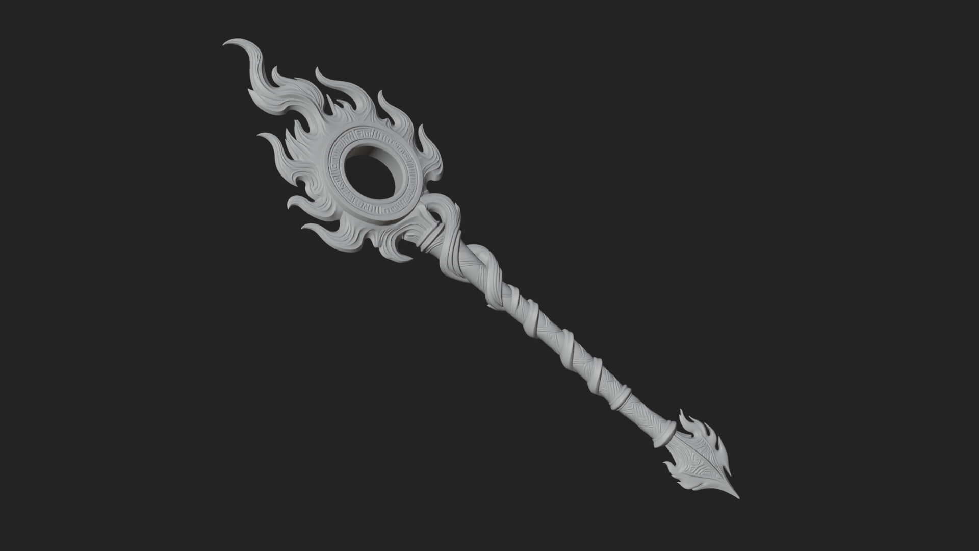 Flame Crowned Staff Model Design 4 3D Print Model 3D Model
