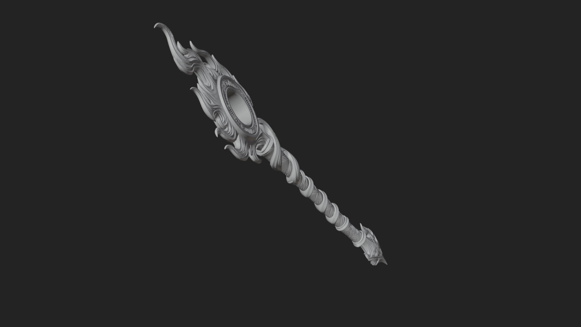 Flame Crowned Staff Model Design 4 3D Print Model 3D Model