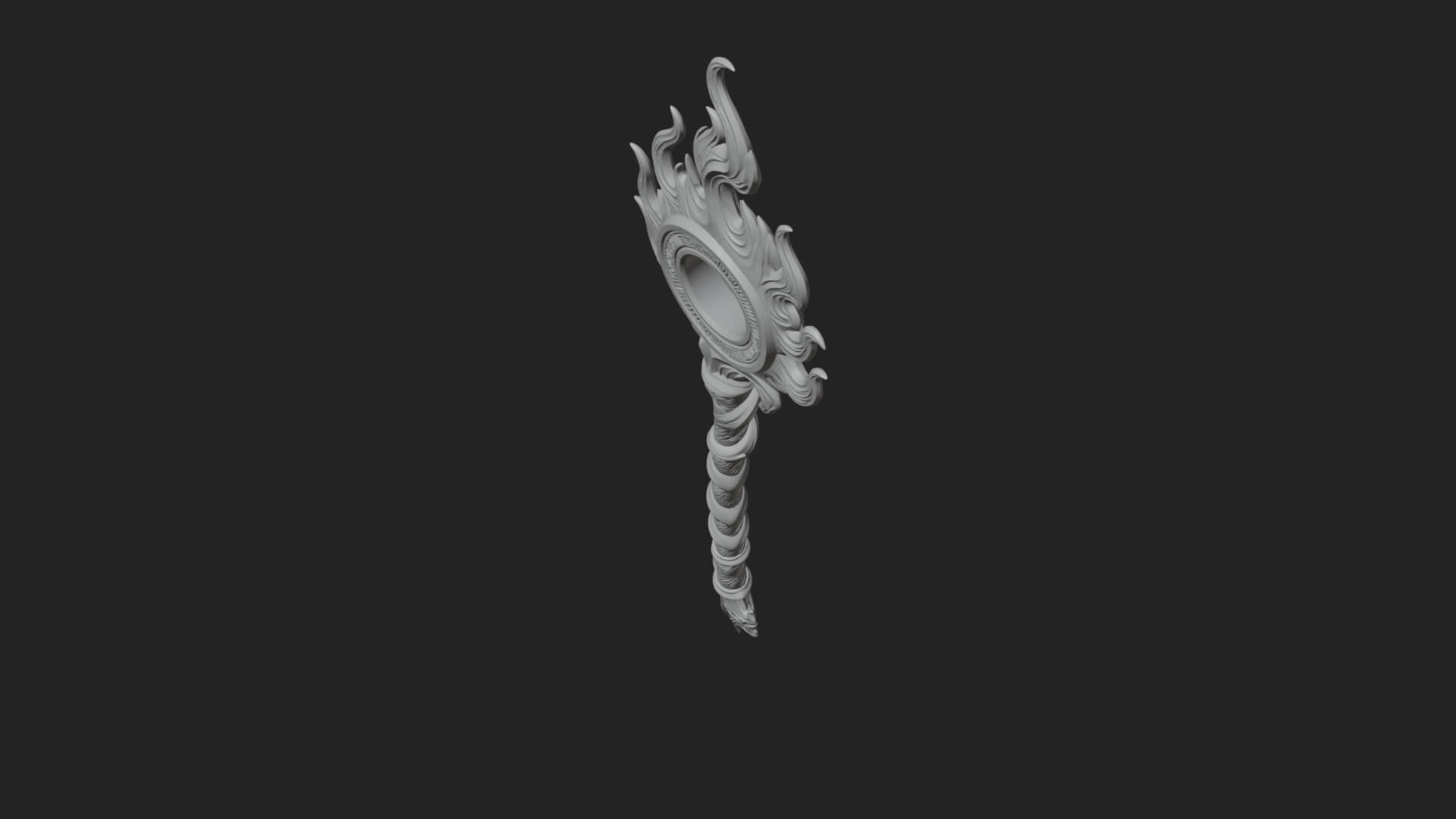 Flame Crowned Staff Model Design 4 3D Print Model 3D Model