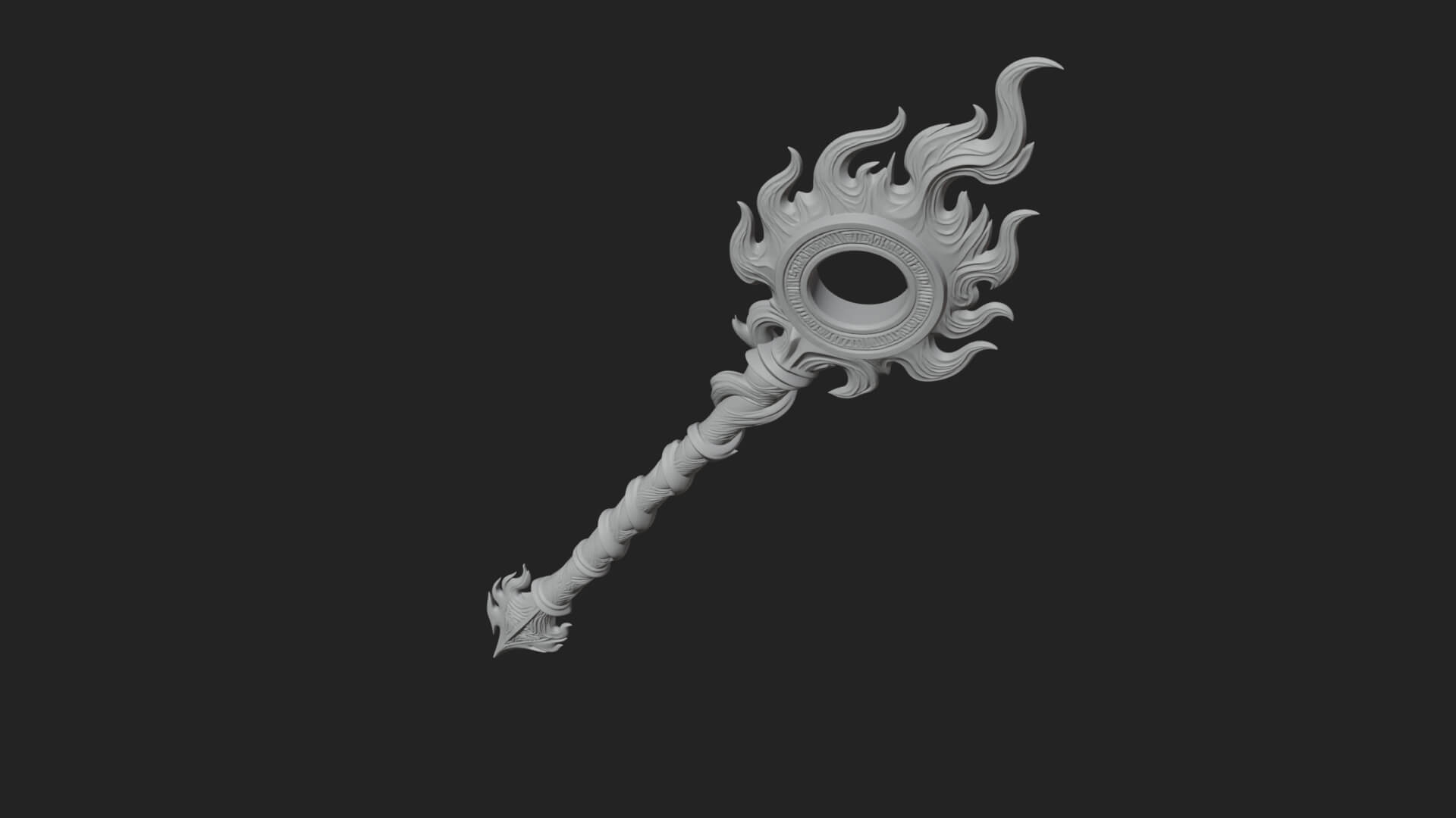 Flame Crowned Staff Model Design 4 3D Print Model 3D Model