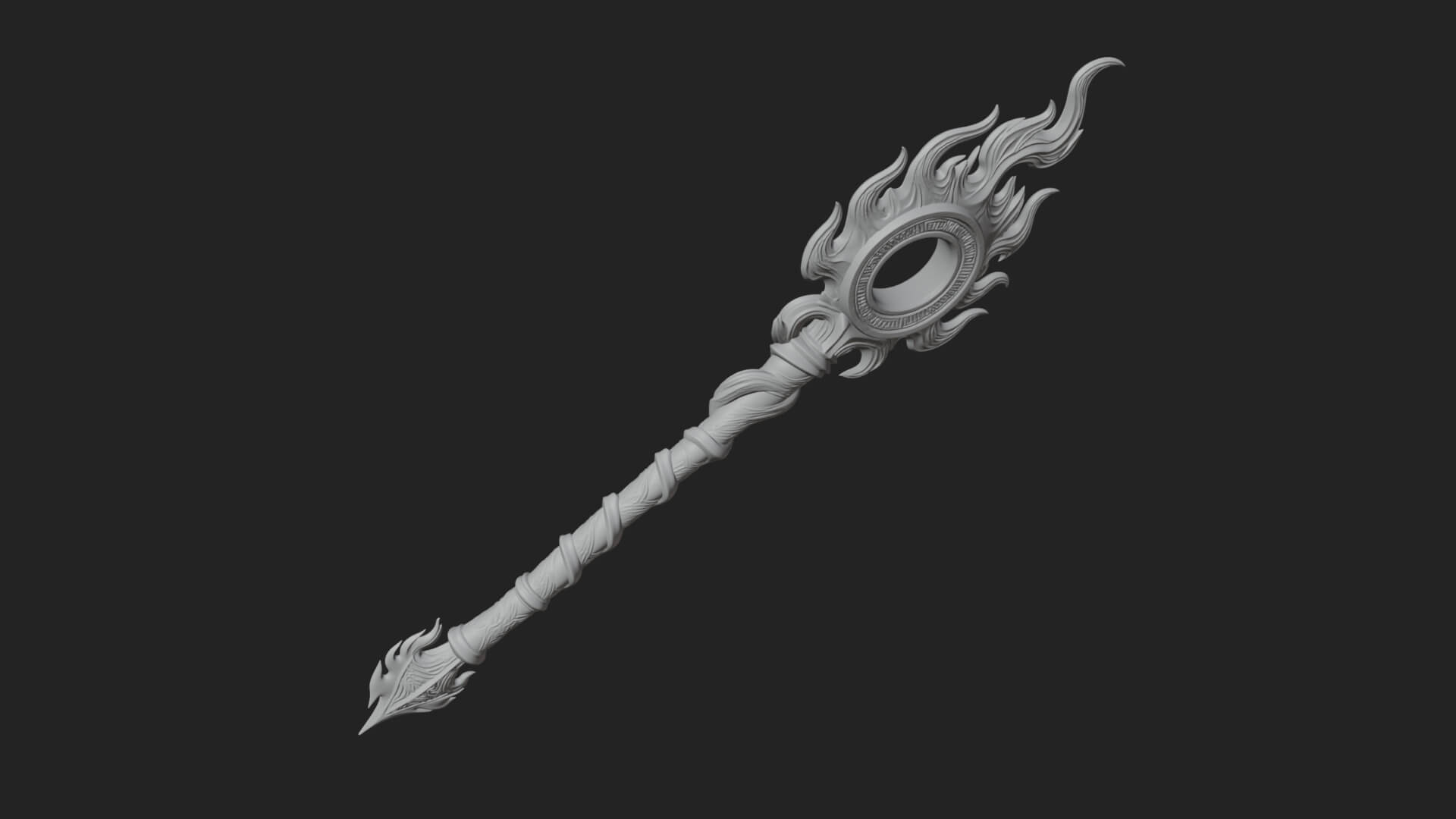Flame Crowned Staff Model Design 4 3D Print Model 3D Model