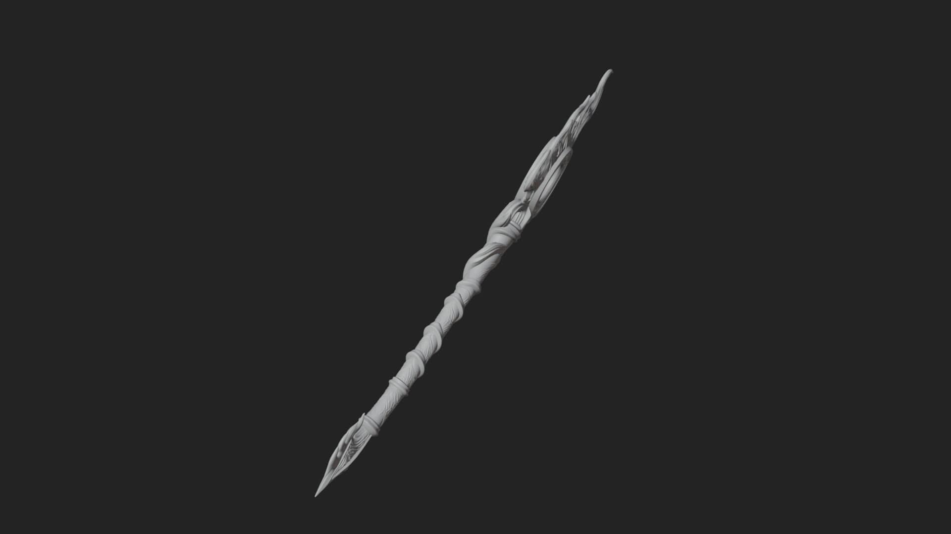 Flame Crowned Staff Model Design 4 3D Print Model 3D Model