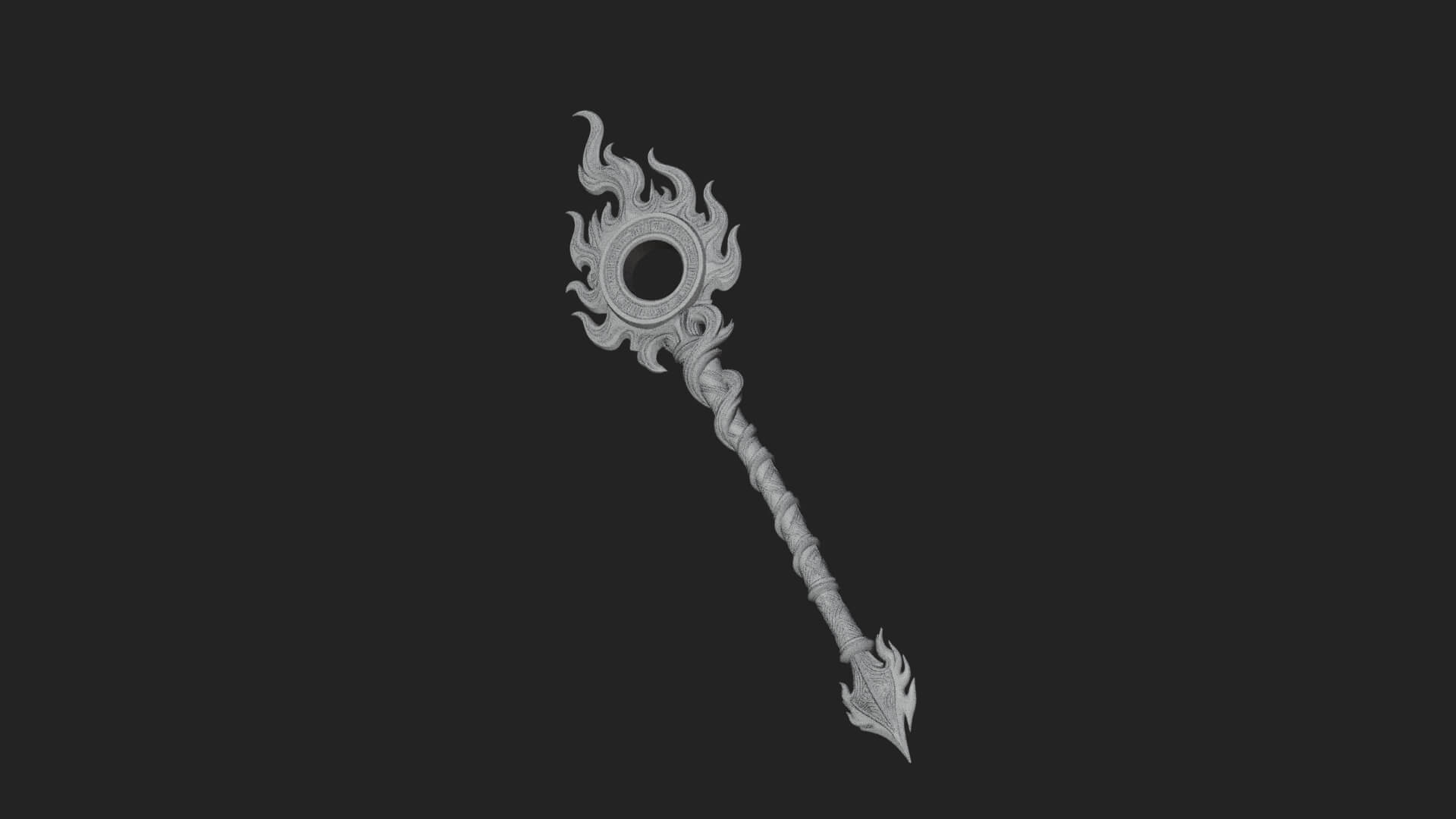 Flame Crowned Staff Model Design 4 3D Print Model 3D Model