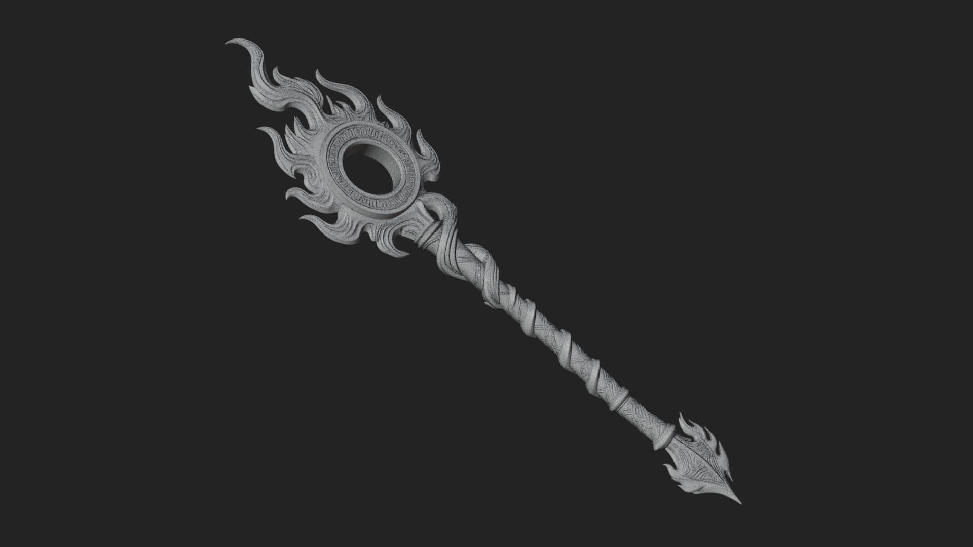 Flame Crowned Staff Model Design 4 3D Print Model 3D Model