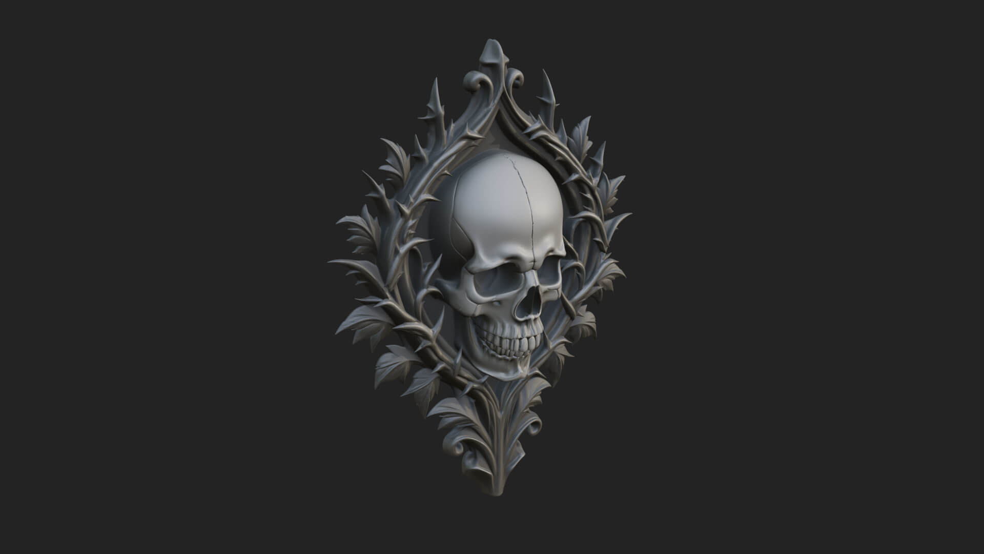 Flame Framed Skull Plaque Design 1 3D Print Model 3D Model