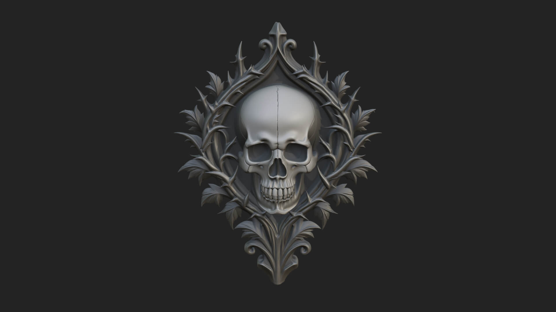 Flame Framed Skull Plaque Design 1 3D Print Model 3D Model