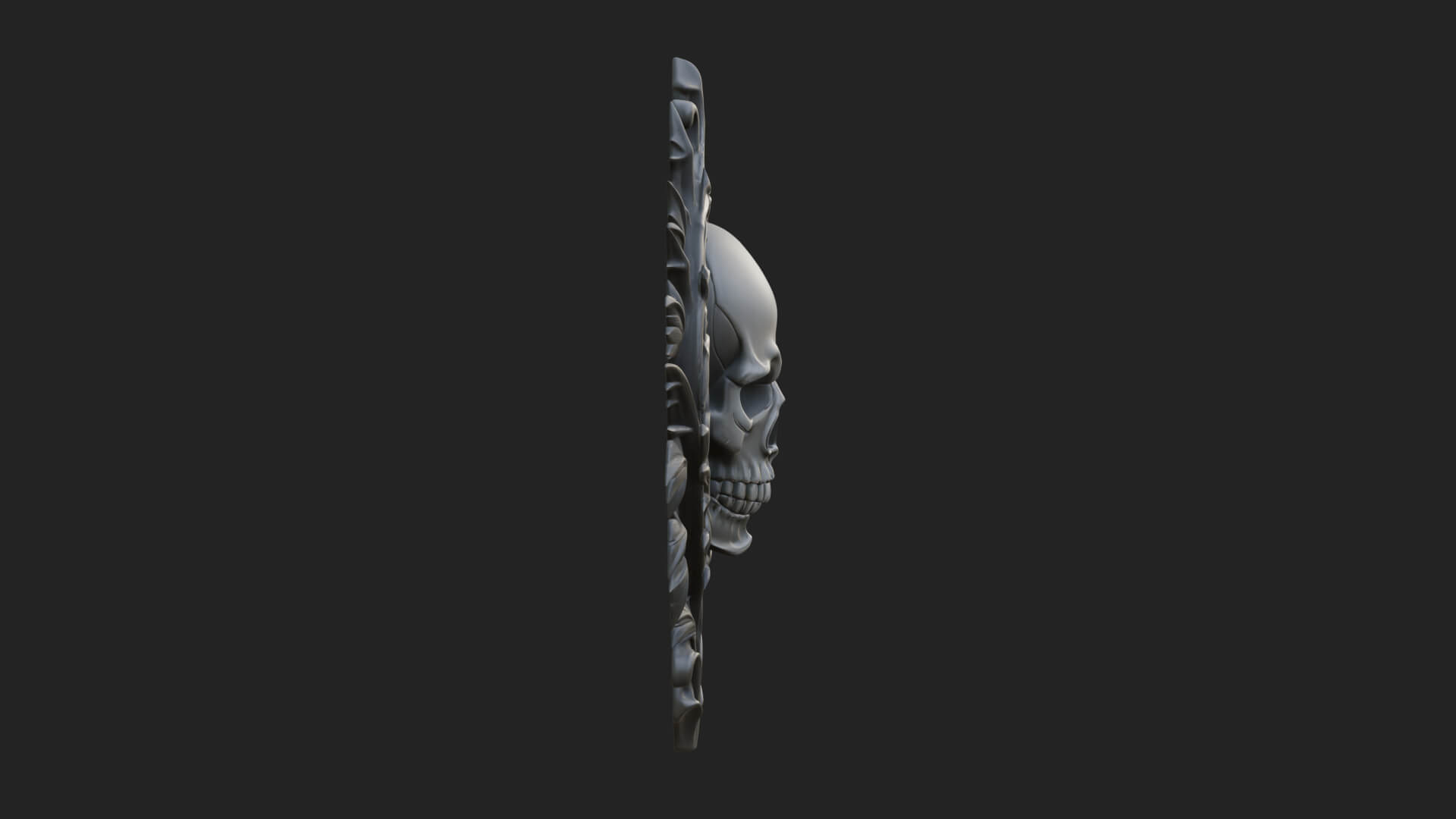Flame Framed Skull Plaque Design 1 3D Print Model 3D Model