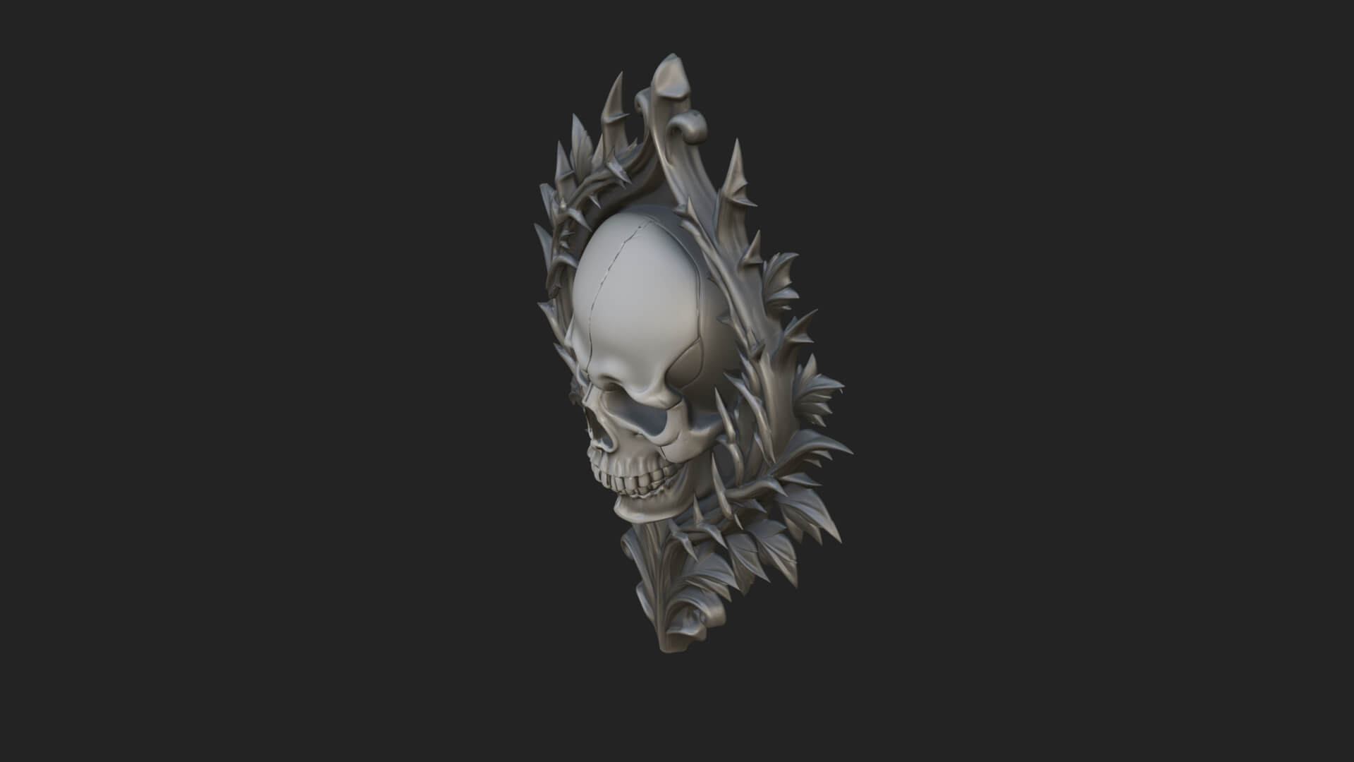 Flame Framed Skull Plaque Design 1 3D Print Model 3D Model