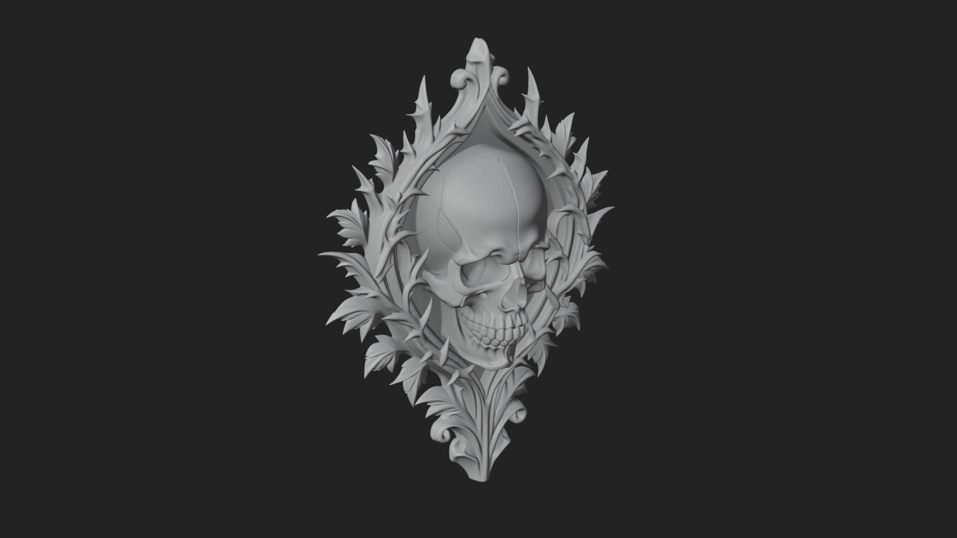 Flame Framed Skull Plaque Design 1 3D Print Model 3D Model