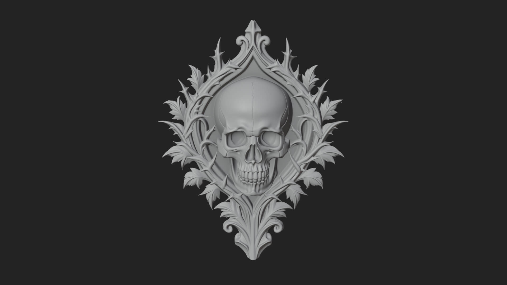 Flame Framed Skull Plaque Design 1 3D Print Model 3D Model