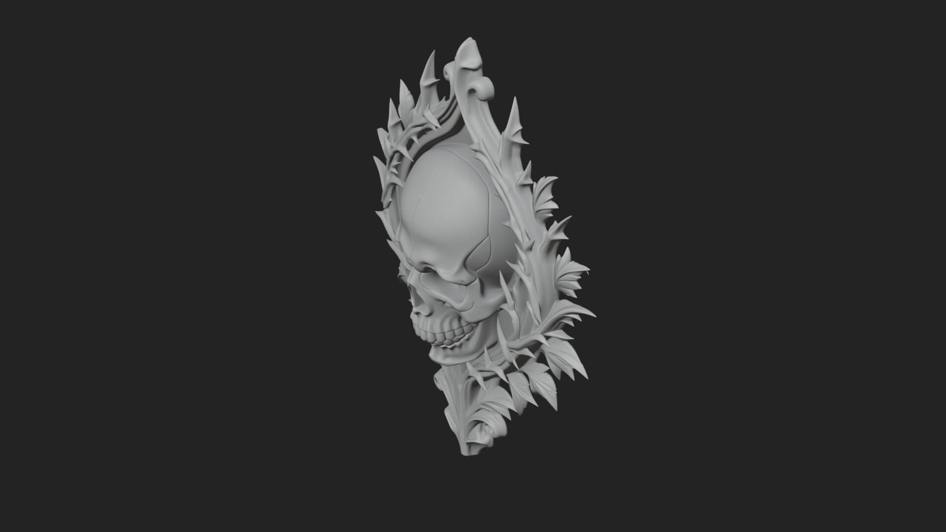 Flame Framed Skull Plaque Design 1 3D Print Model 3D Model