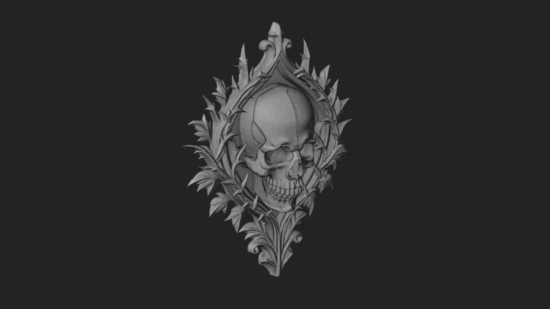 Flame Framed Skull Plaque Design 1 3D Print Model 3D Model