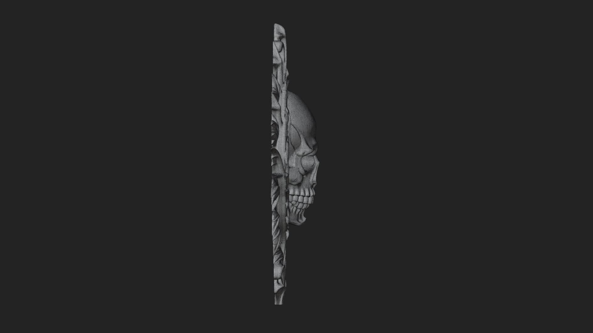 Flame Framed Skull Plaque Design 1 3D Print Model 3D Model