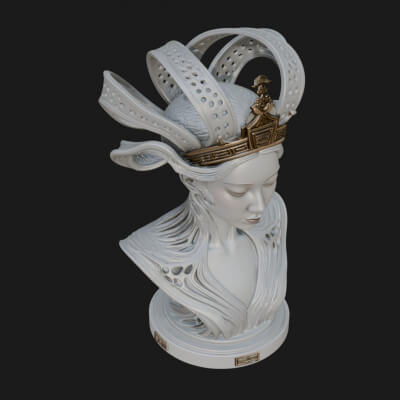 Flame Hair Abstract Bust Statue Design 3 3D Print Model