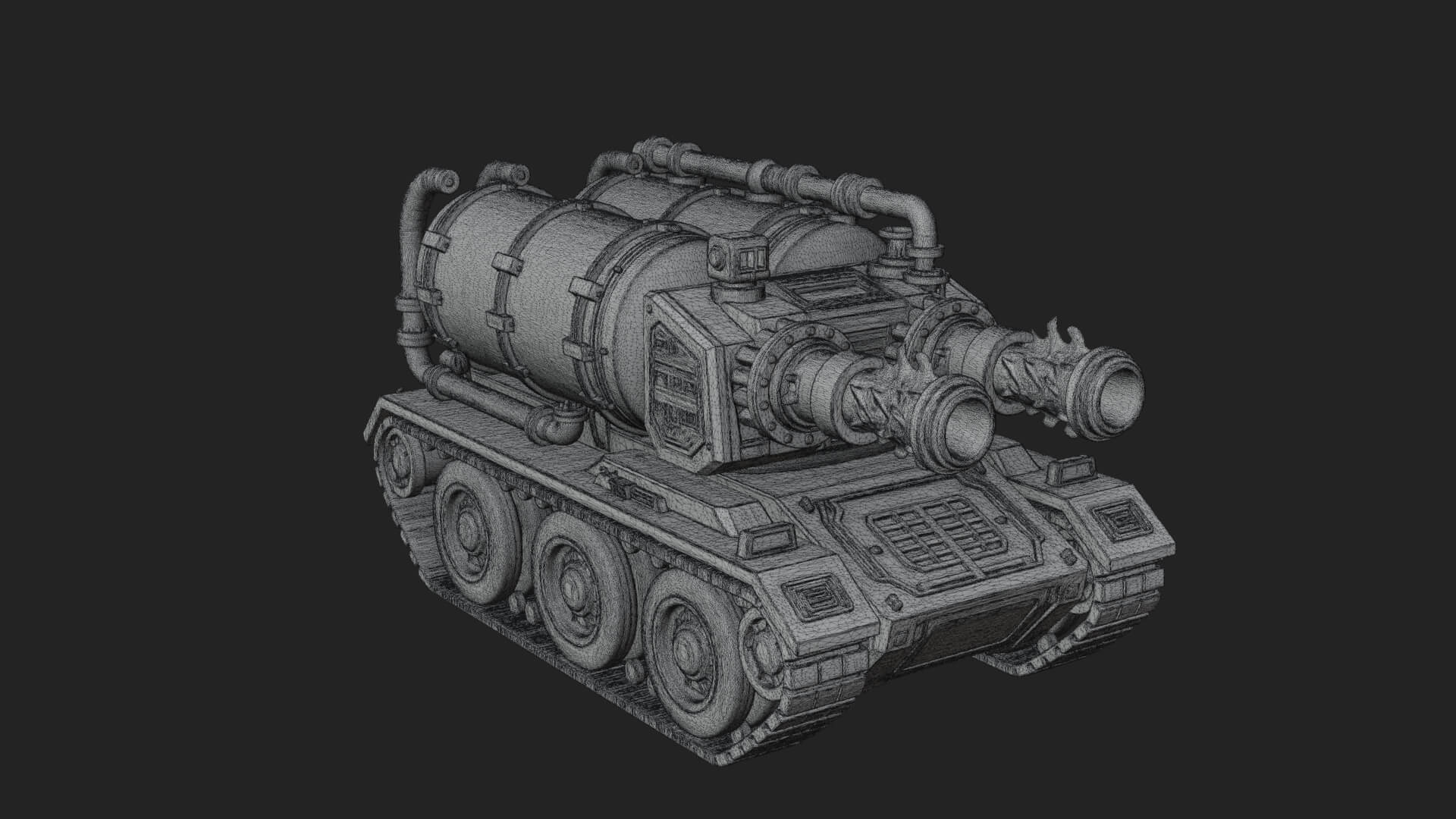 Flame Projector Tank Model Design 1 3D Print Model 3D Model