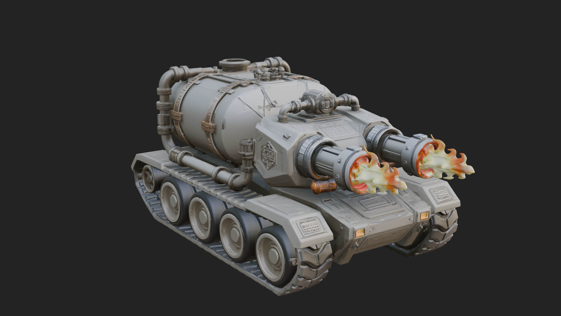 Flame Projector Tank Model Design 2 3D Print Model 3D Model