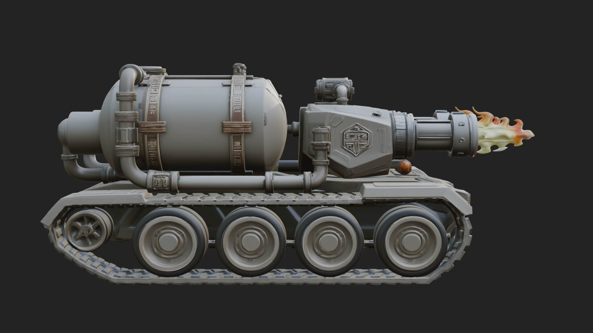 Flame Projector Tank Model Design 2 3D Print Model 3D Model