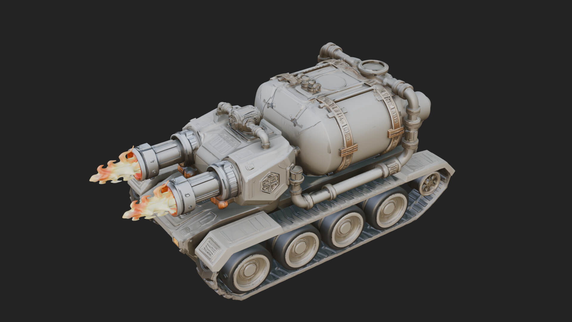 Flame Projector Tank Model Design 2 3D Print Model 3D Model