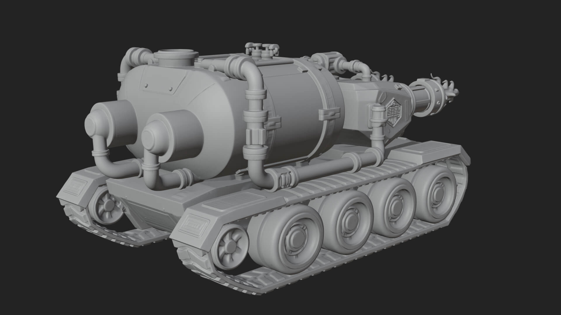 Flame Projector Tank Model Design 2 3D Print Model 3D Model