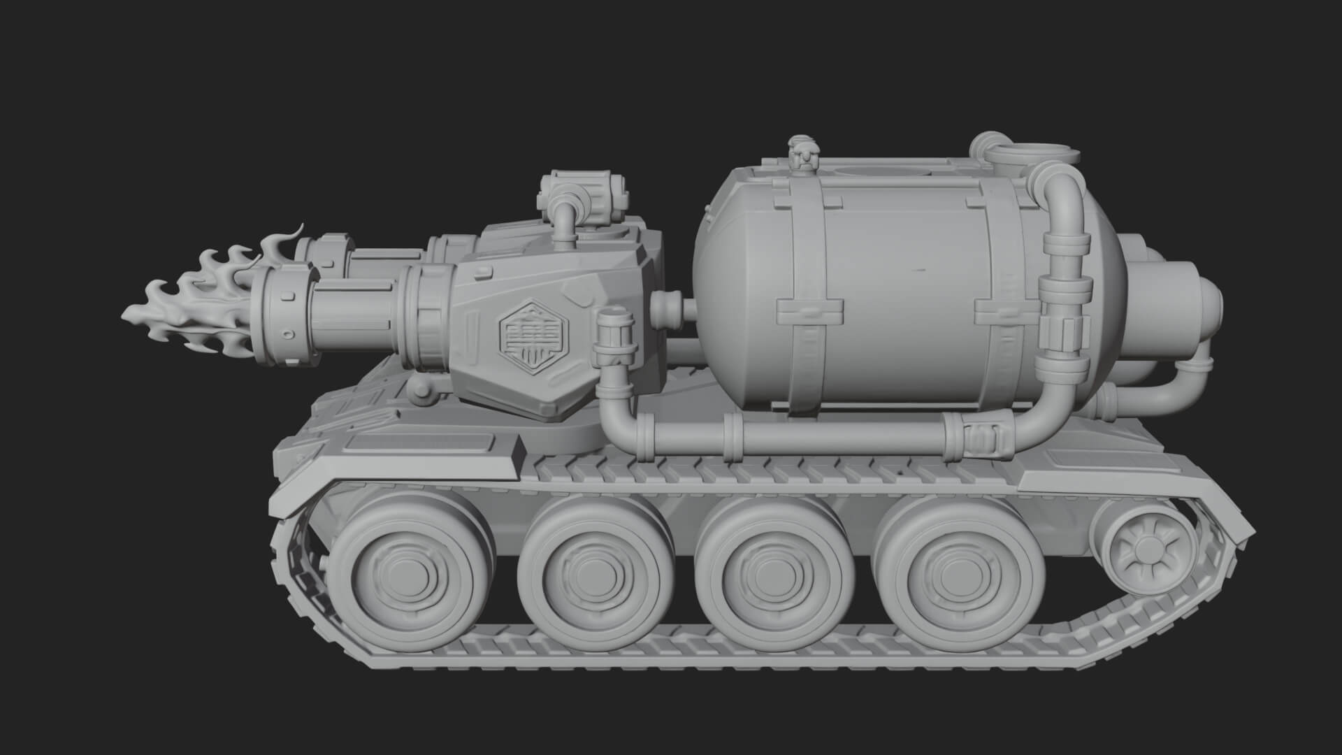 Flame Projector Tank Model Design 2 3D Print Model 3D Model