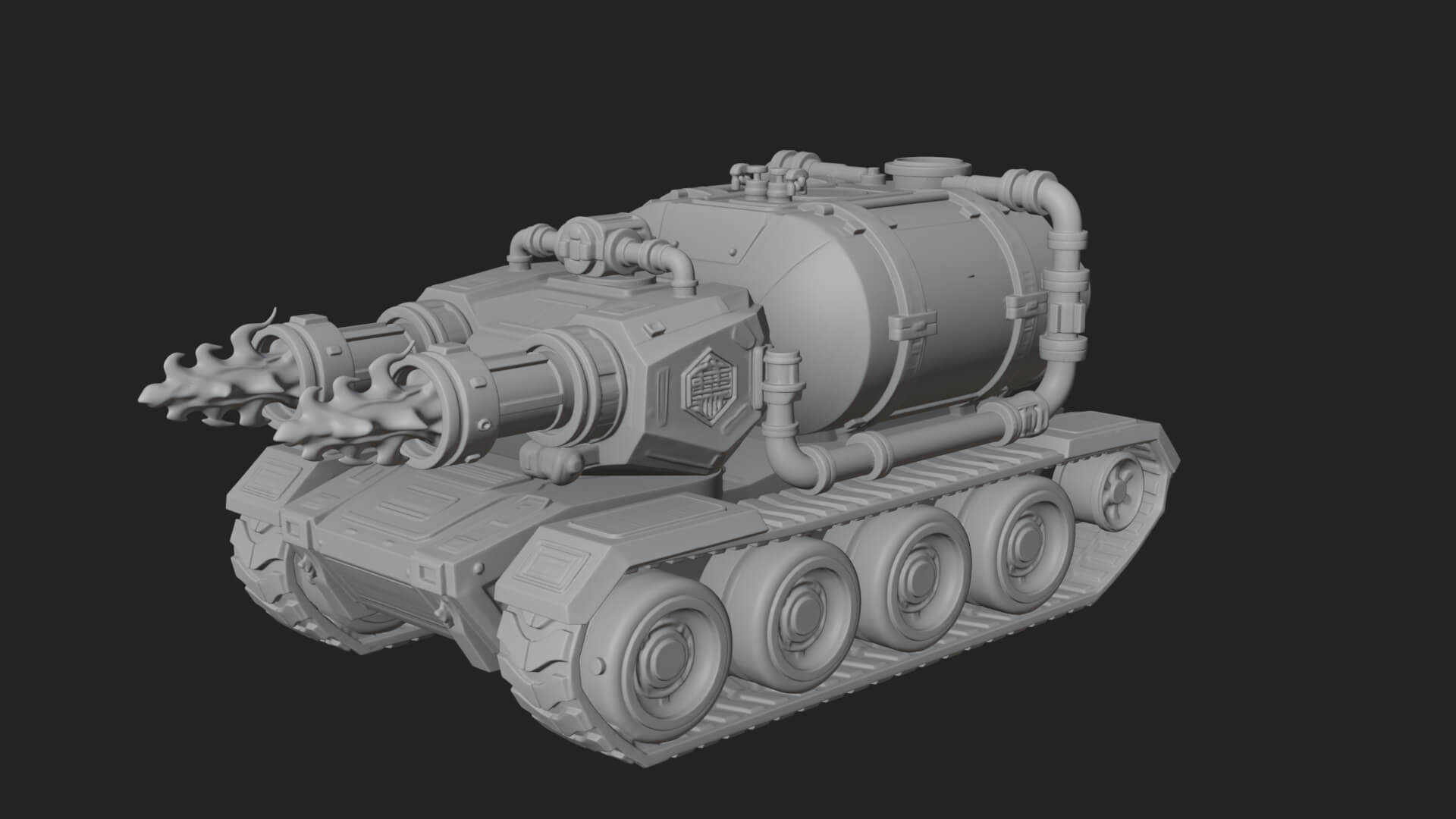 Flame Projector Tank Model Design 2 3D Print Model 3D Model