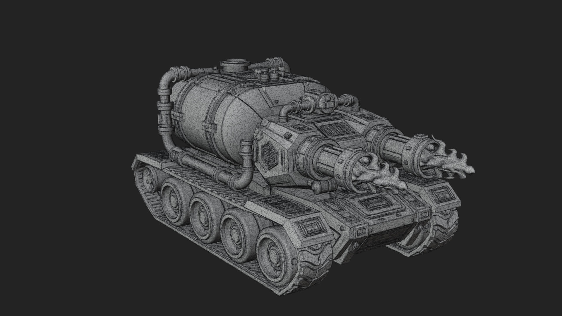 Flame Projector Tank Model Design 2 3D Print Model 3D Model