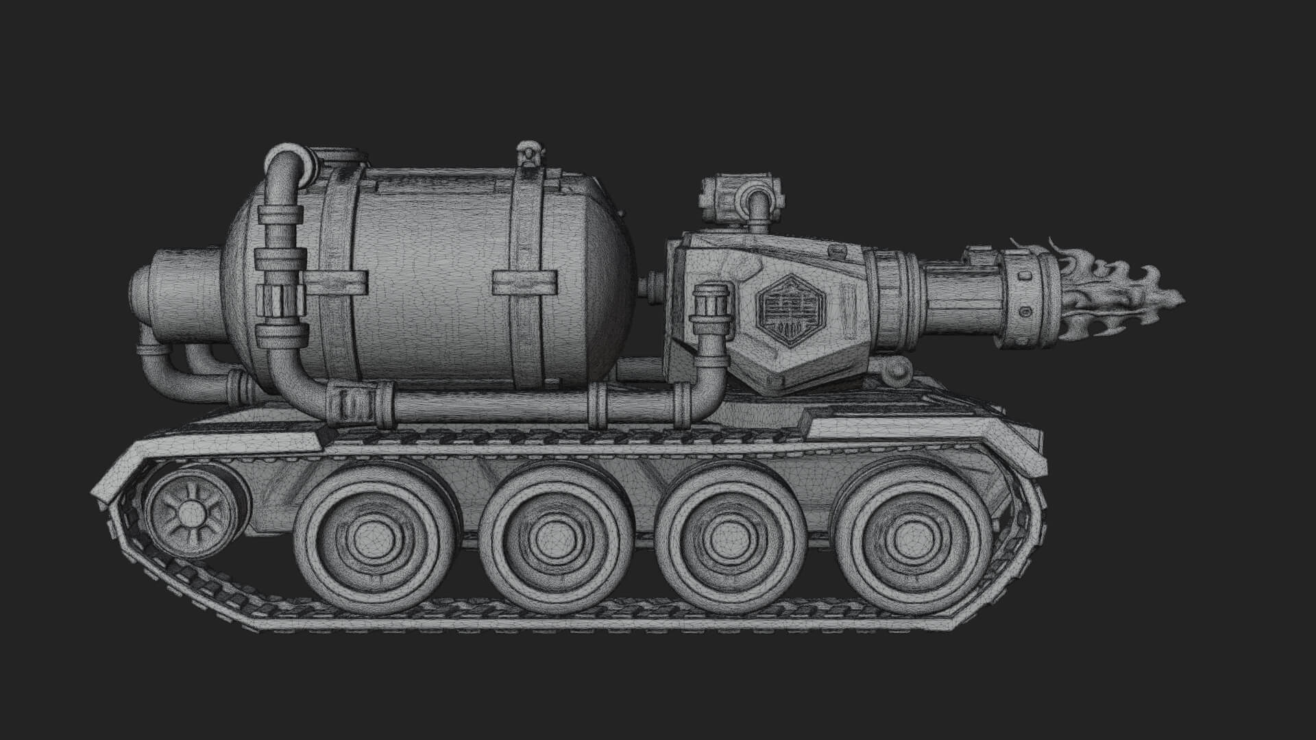 Flame Projector Tank Model Design 2 3D Print Model 3D Model