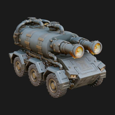 Flame Projector Tank Model Design 4 3D Print Model