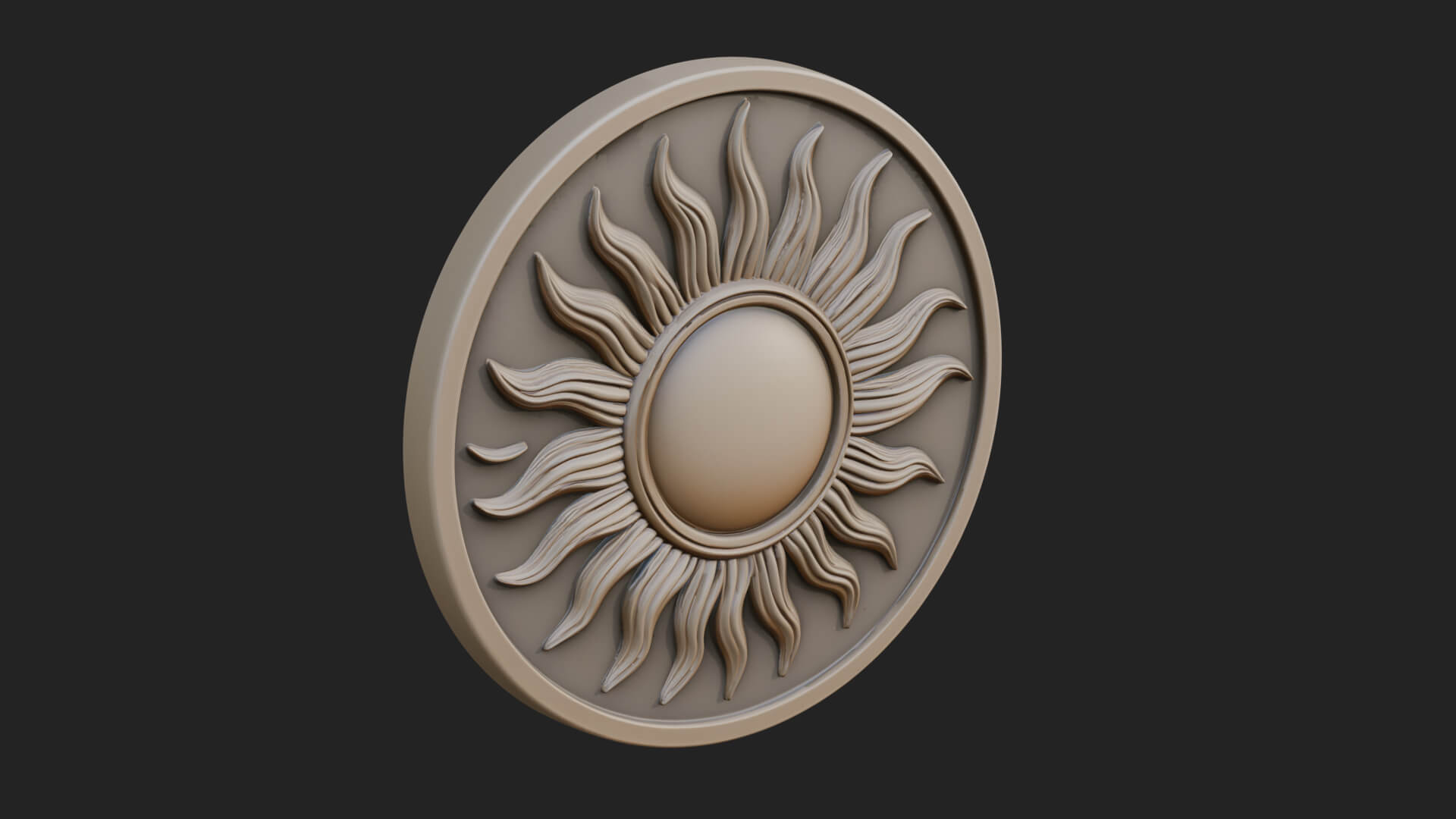 Flame Ray Sun Disc Plaque Design 1 3D Print Model 3D Model